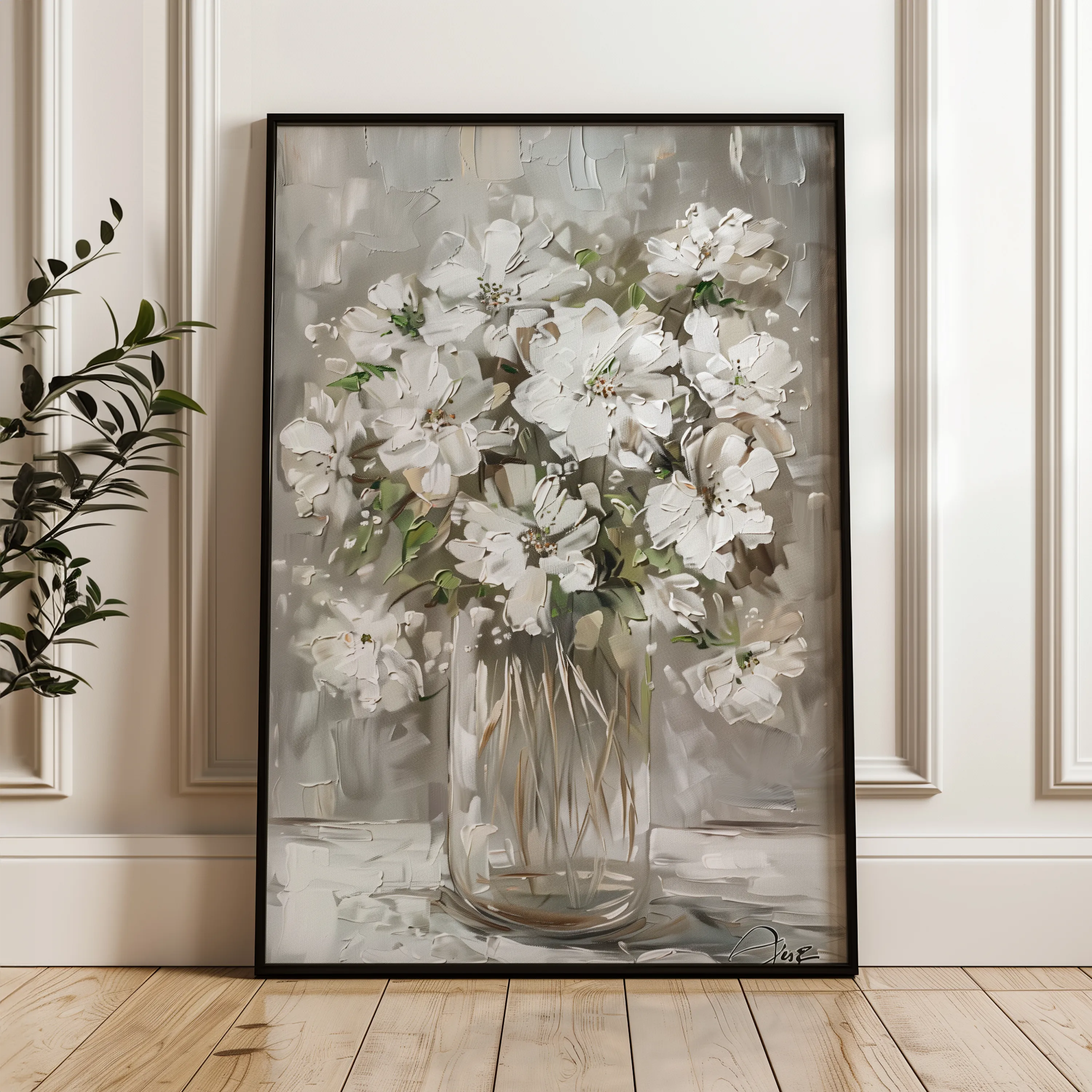 Floral 917 Canvas Art 18" x 24" / 45 x 60 cm / Black