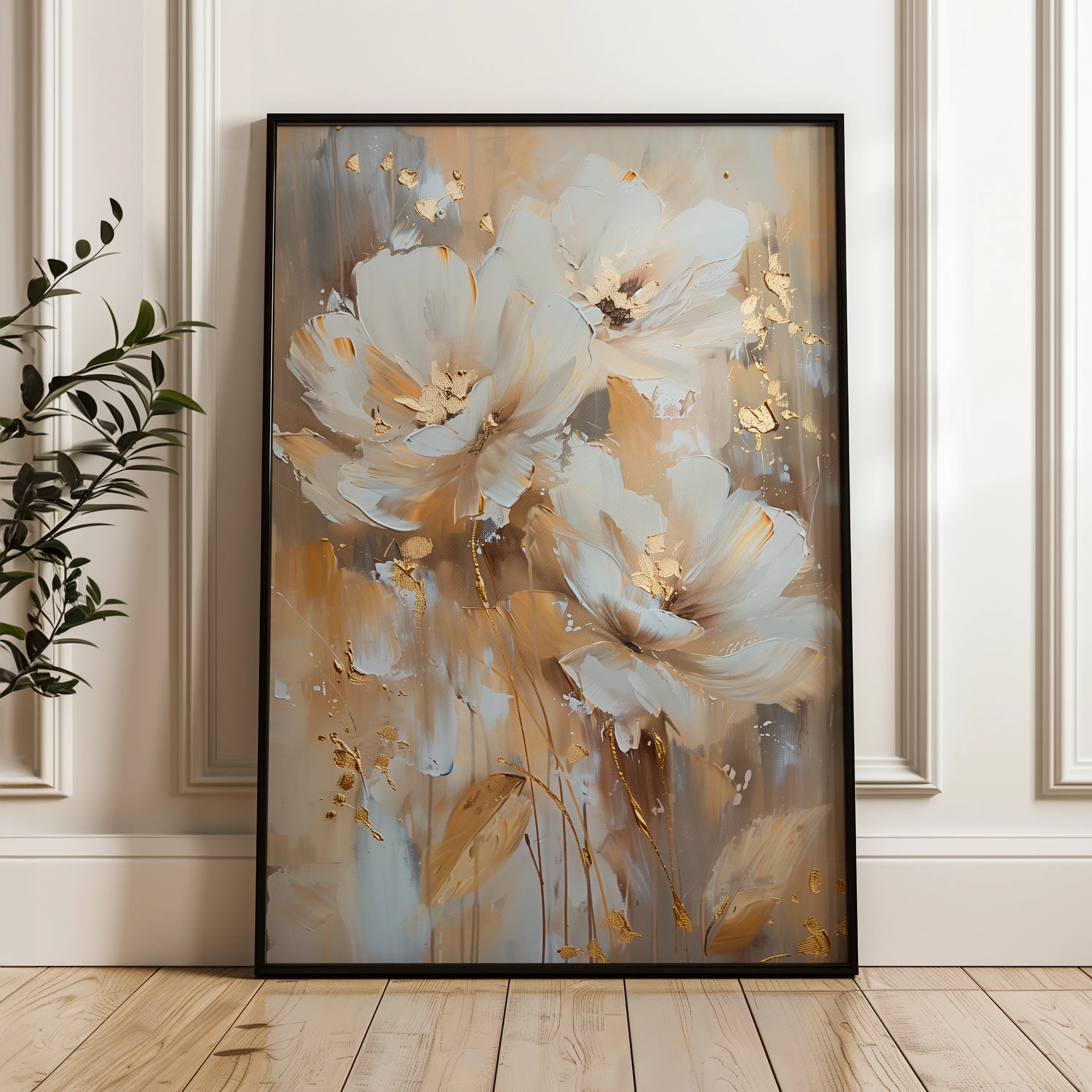 Floral 918 Canvas Art 18" x 24" / 45 x 60 cm / Black