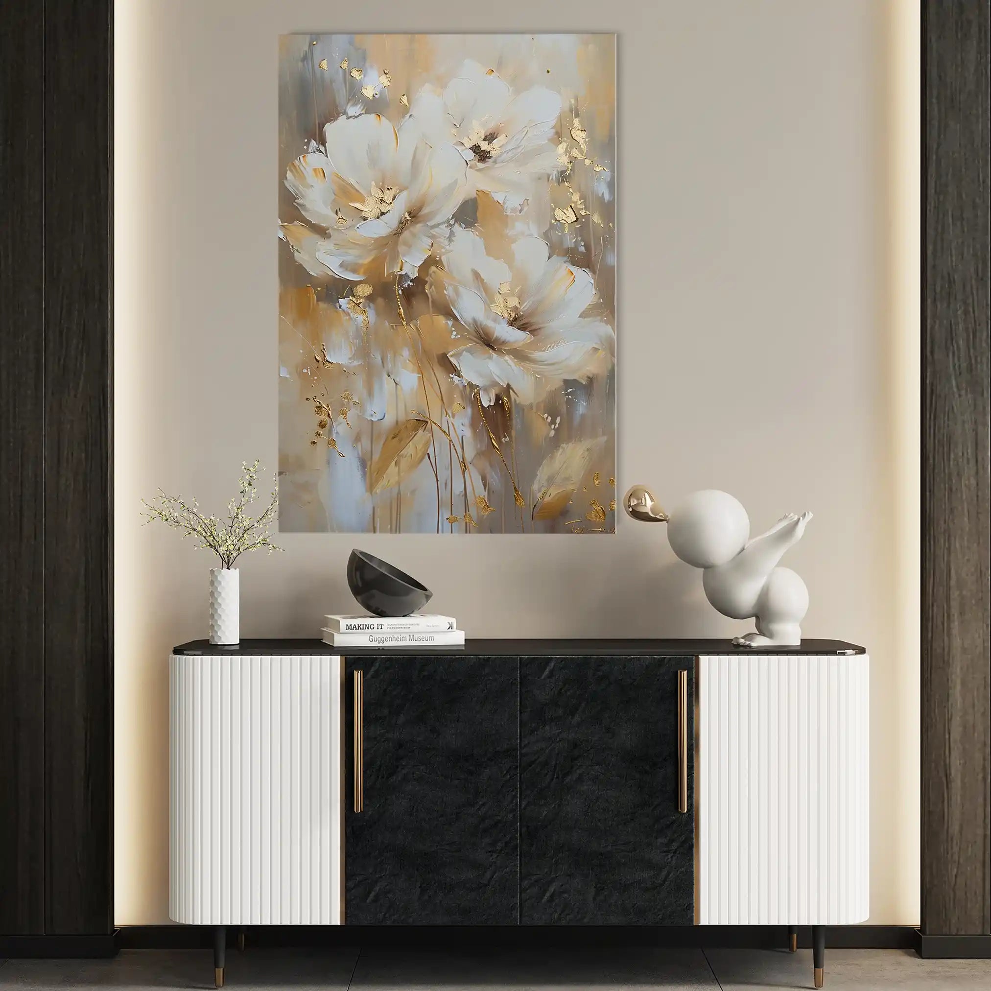 Floral 918 Canvas Art 60 x 40 cm / Black