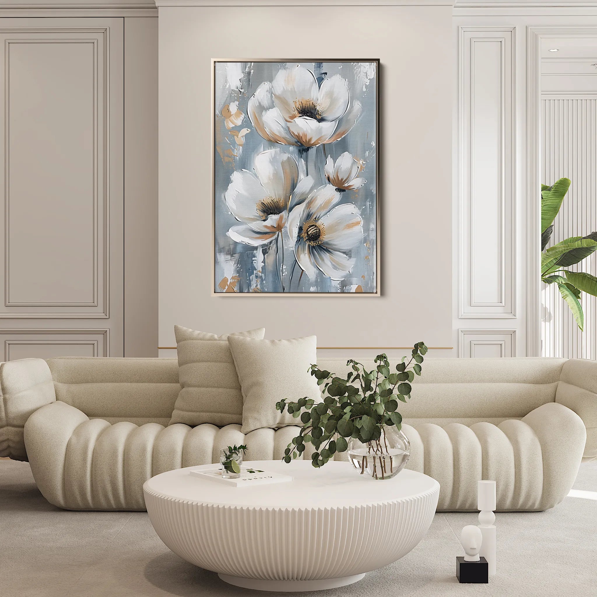 Floral 919 Canvas Art 18" x 24" / 45 x 60 cm / Black