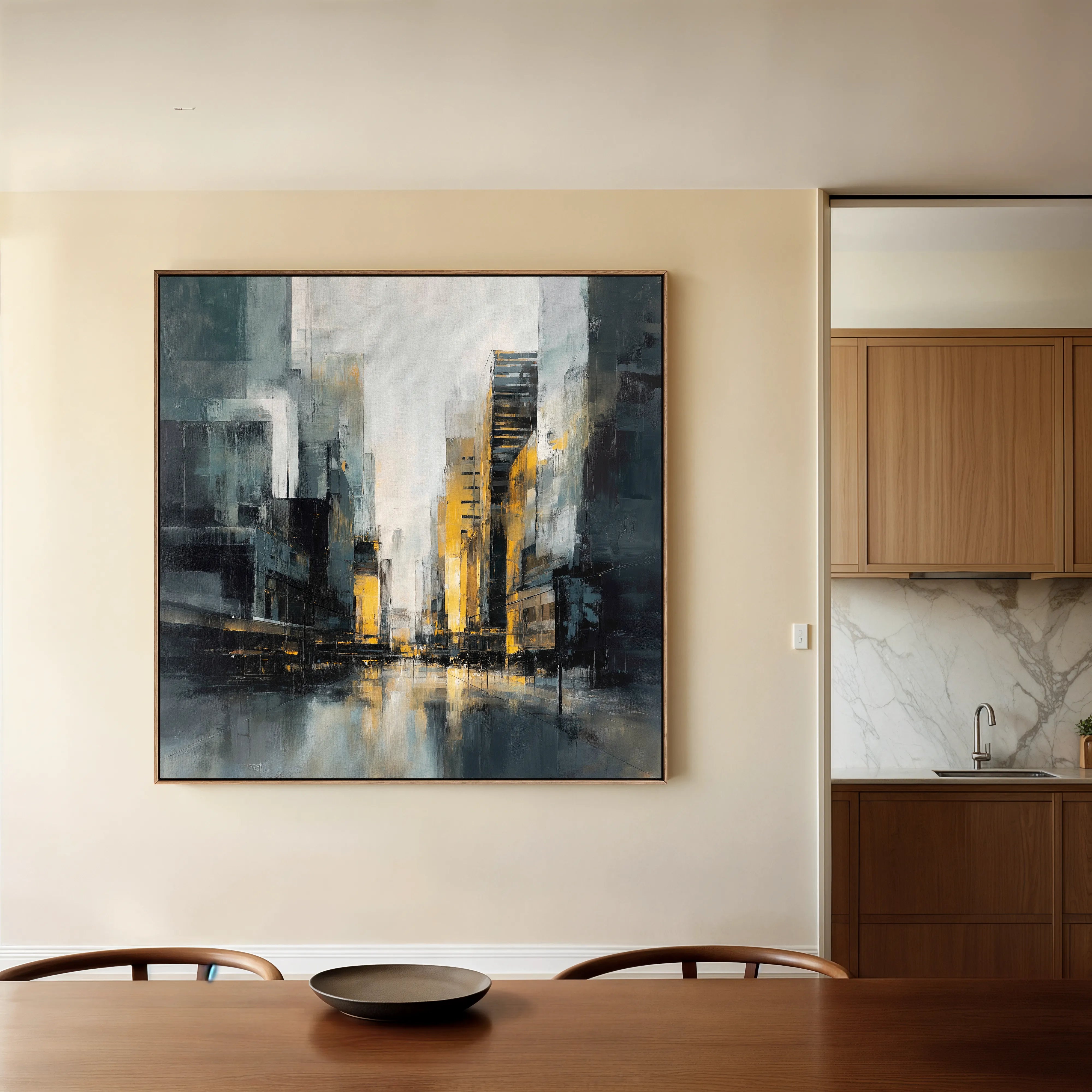 Abstract 920 Canvas Art 16" x 16" / 40 x 40 cm / Black
