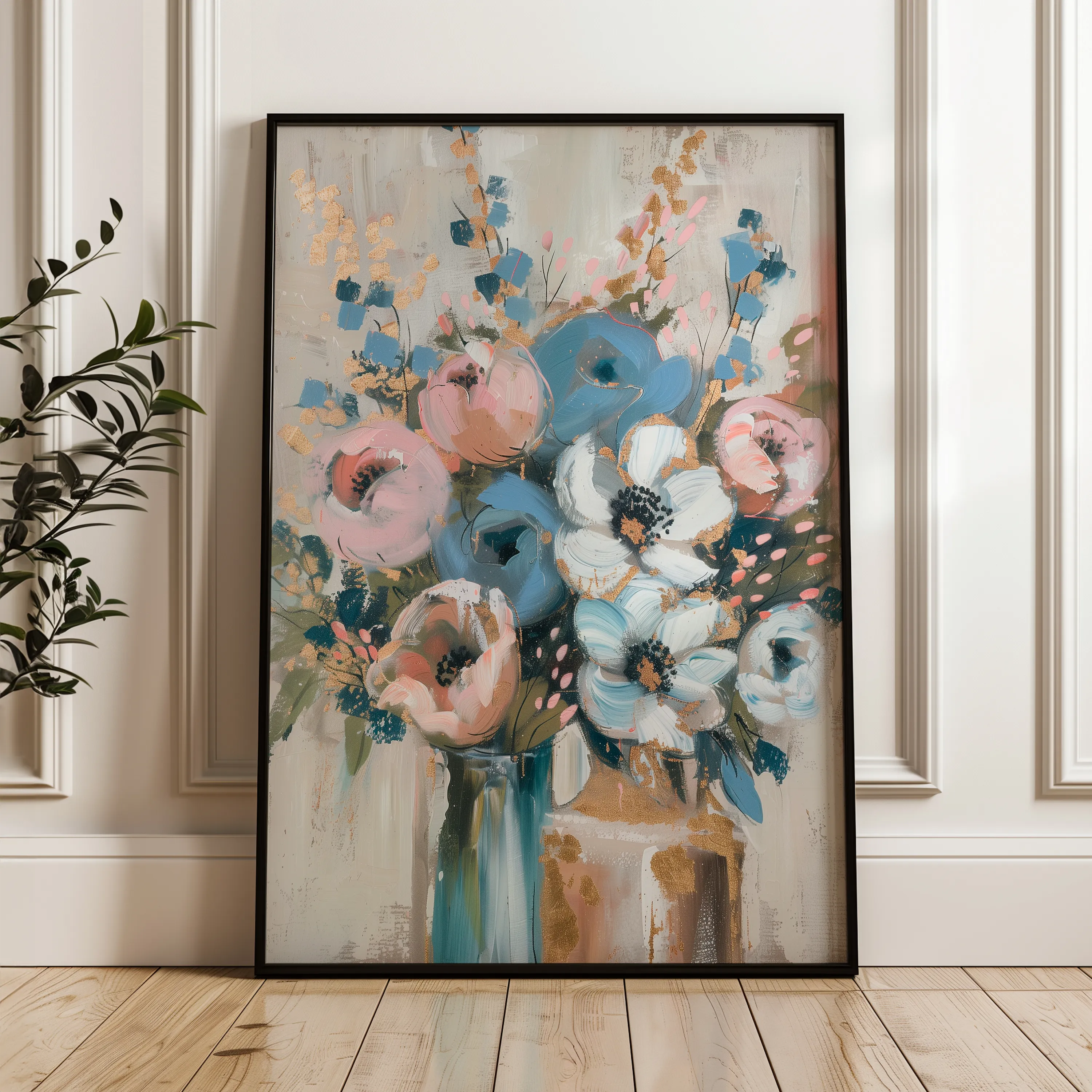 Floral 920 Canvas Art 18" x 24" / 45 x 60 cm / Black