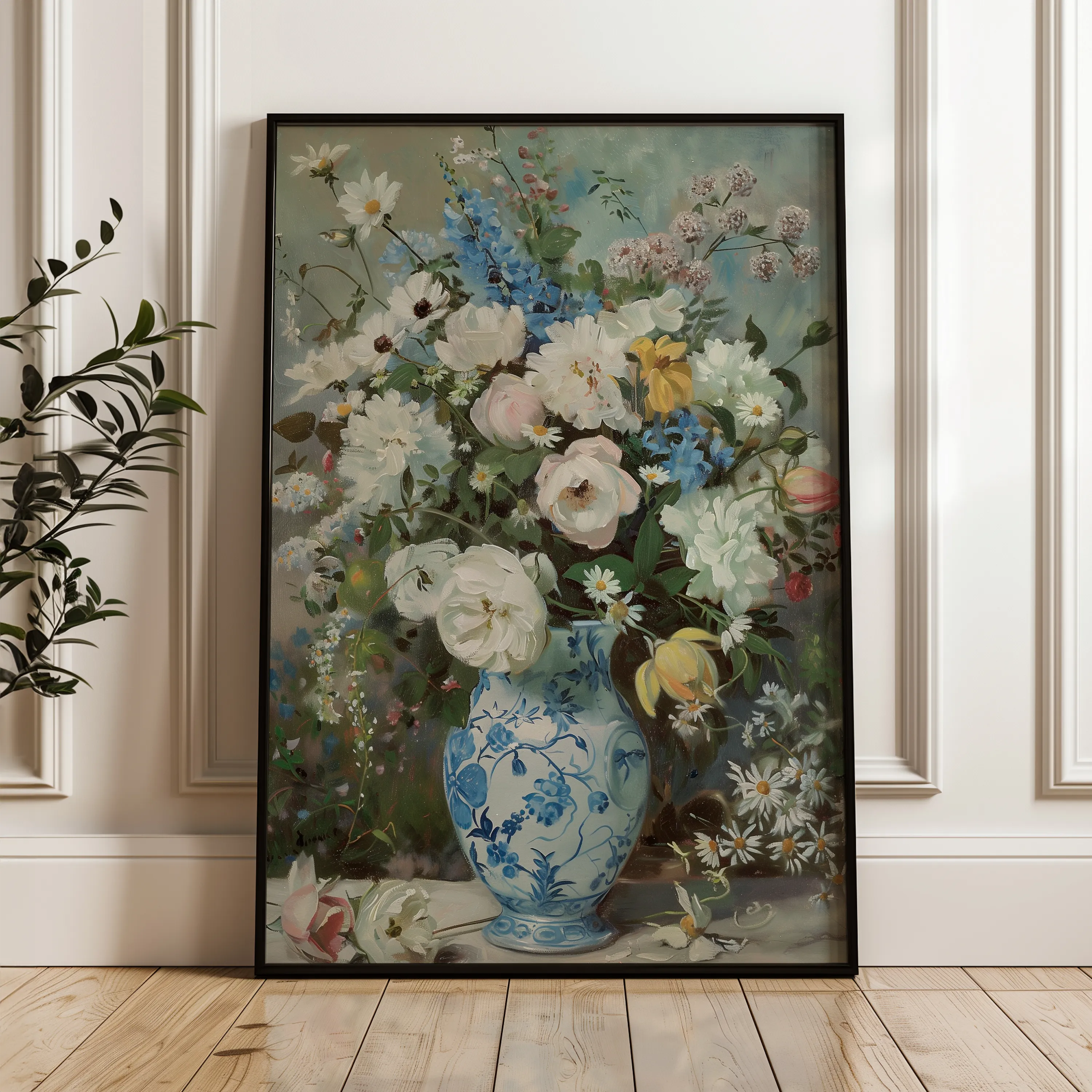 Floral 921 Canvas Art 18" x 24" / 45 x 60 cm / Black