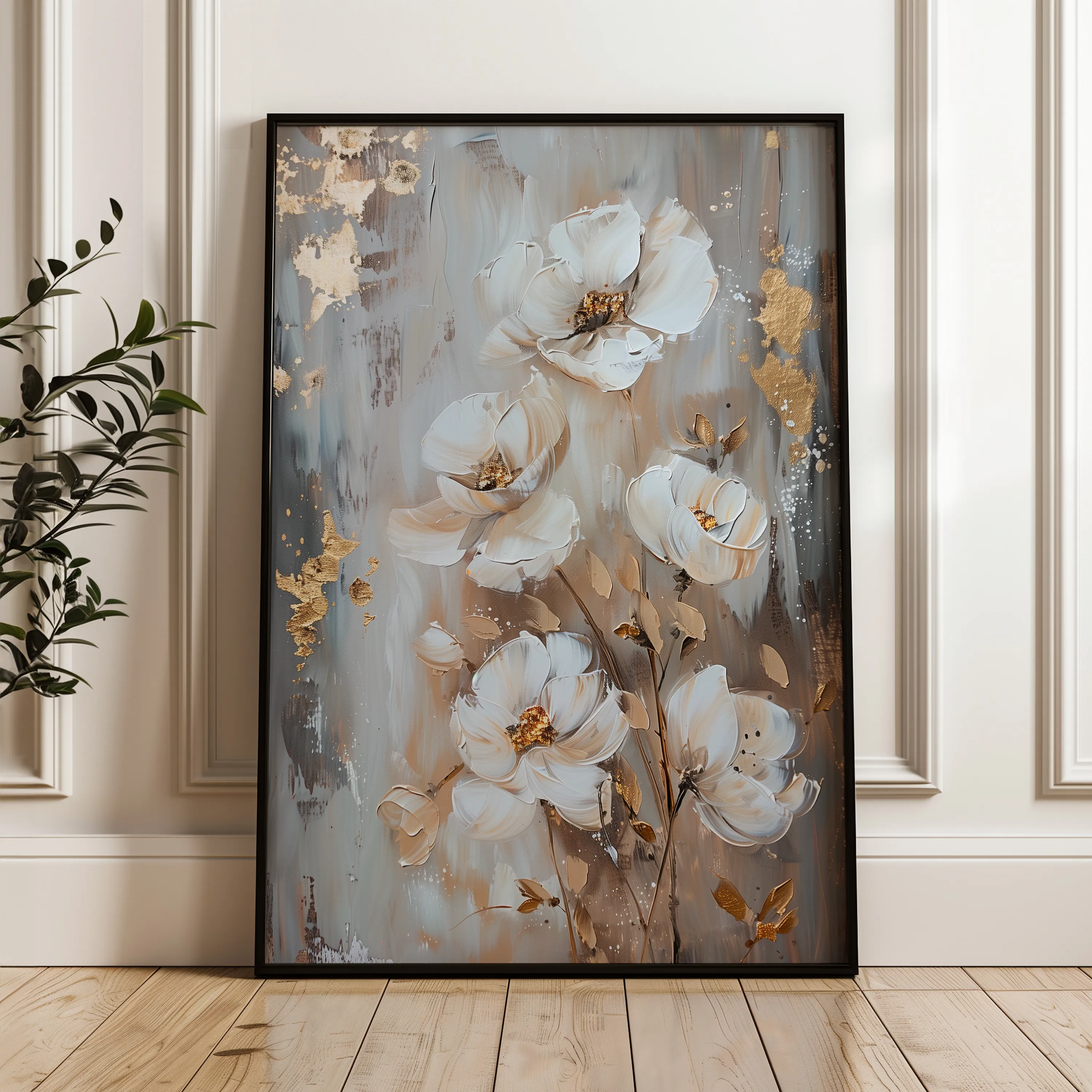 Floral 922 Canvas Art 18" x 24" / 45 x 60 cm / Black