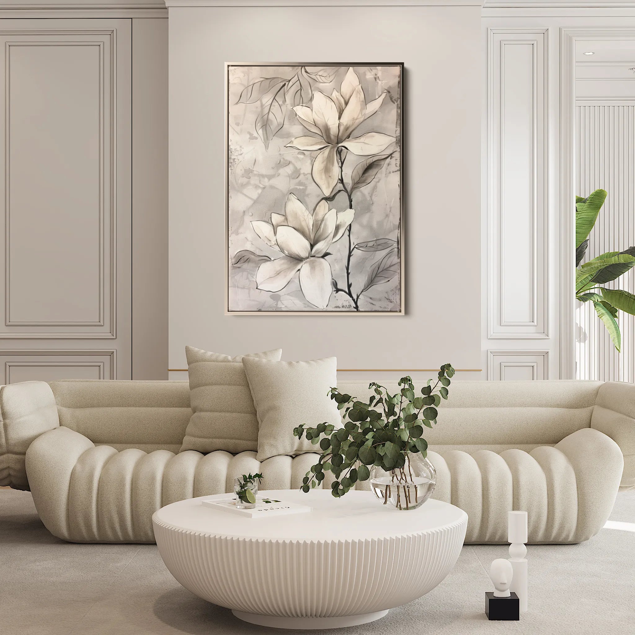 Floral 923 Canvas Art 18" x 24" / 45 x 60 cm / Black