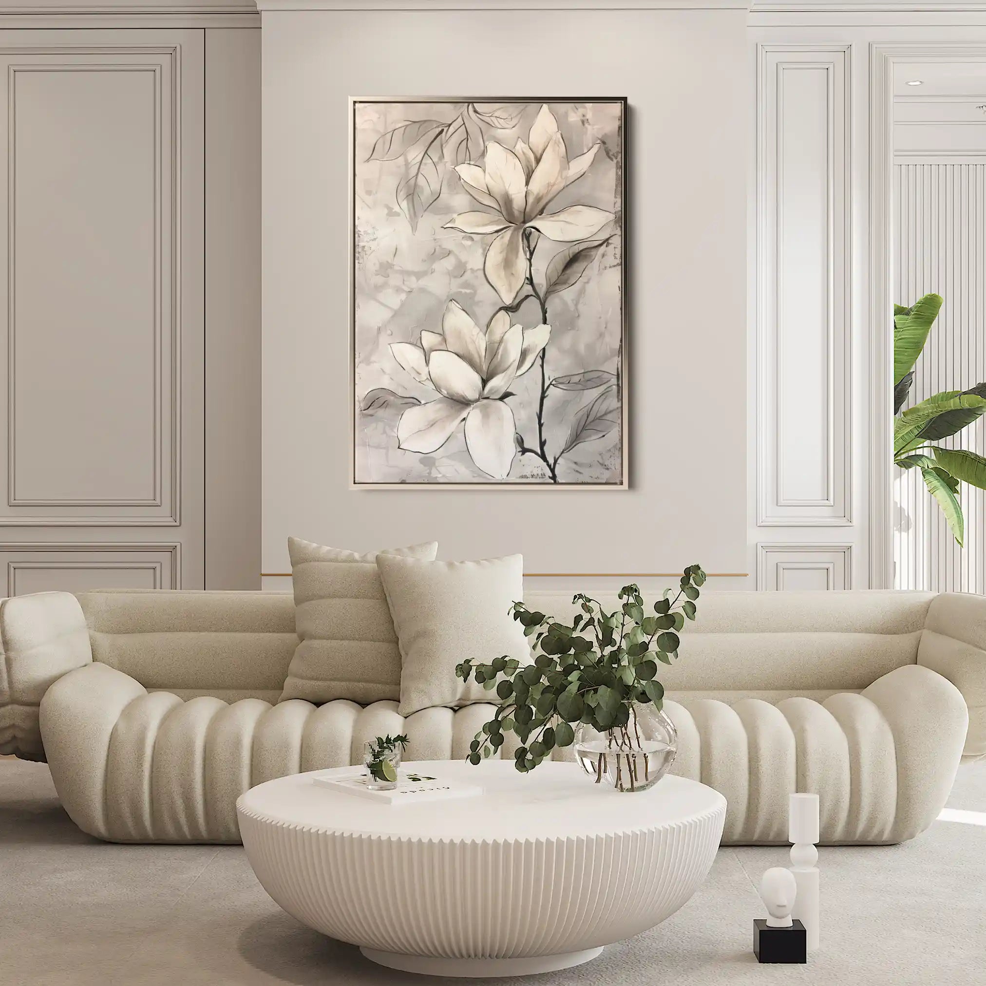 Floral 923 Canvas Art 60 x 40 cm / Black