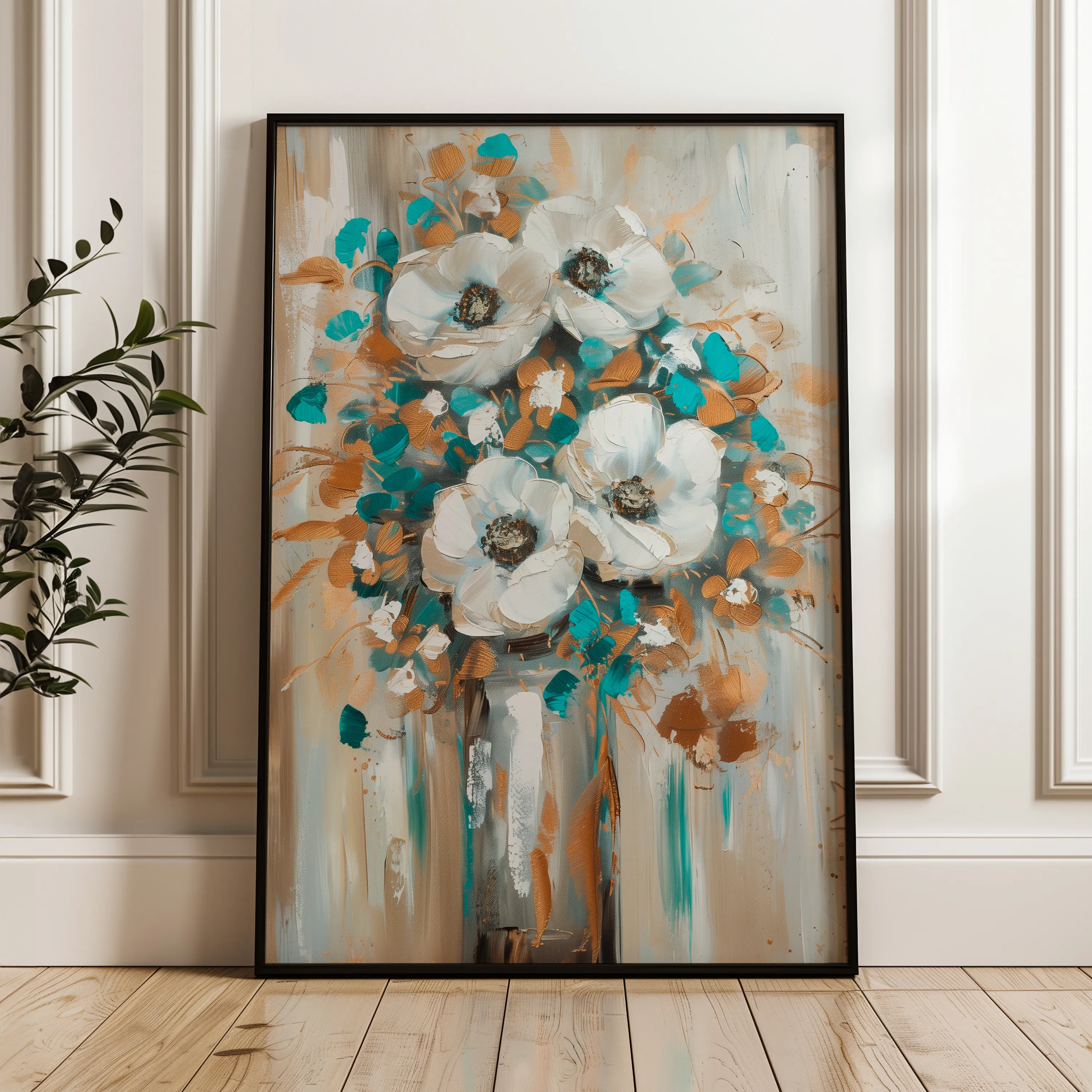 Floral 924 Canvas Art 18" x 24" / 45 x 60 cm / Black