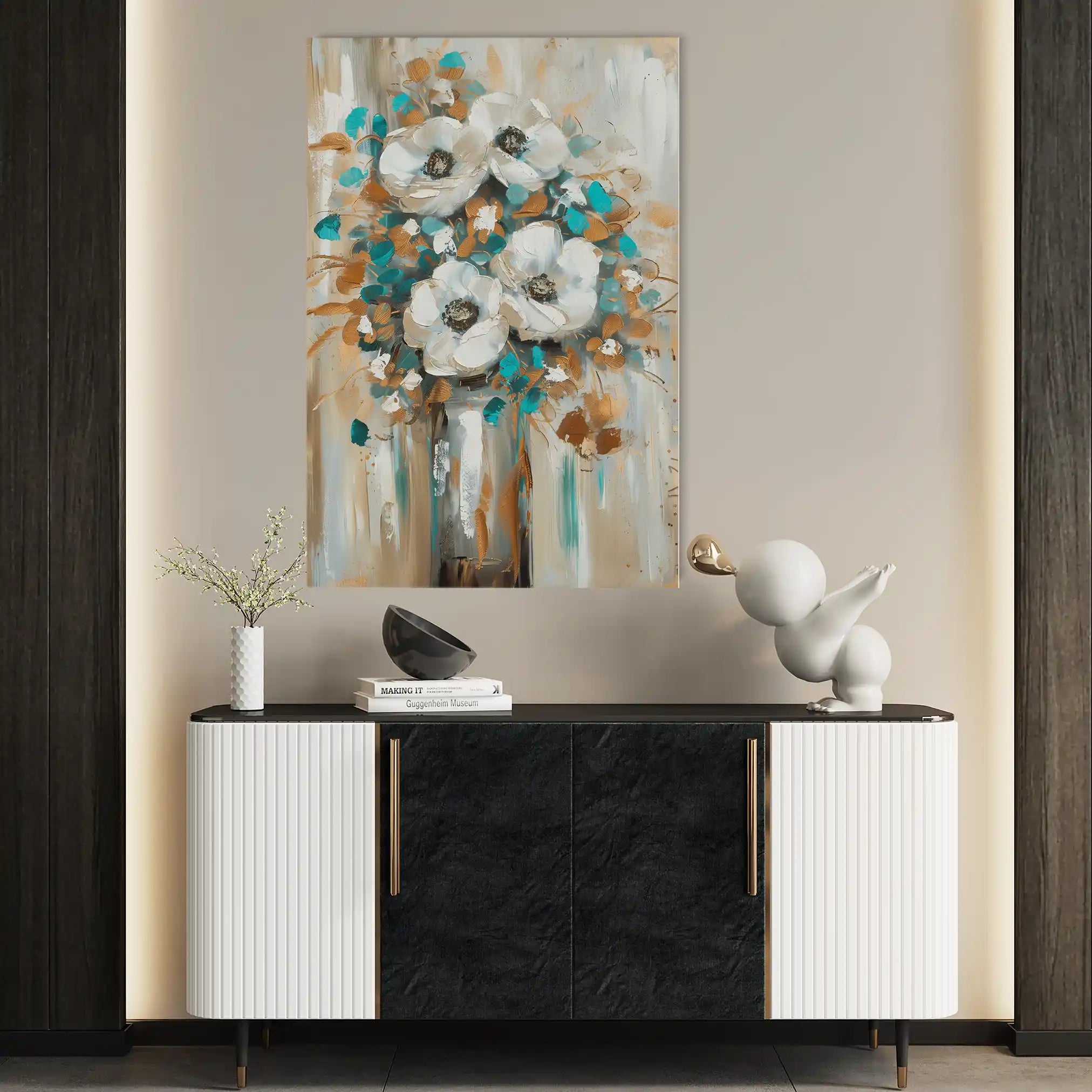 Floral 924 Canvas Art 60 x 40 cm / Black