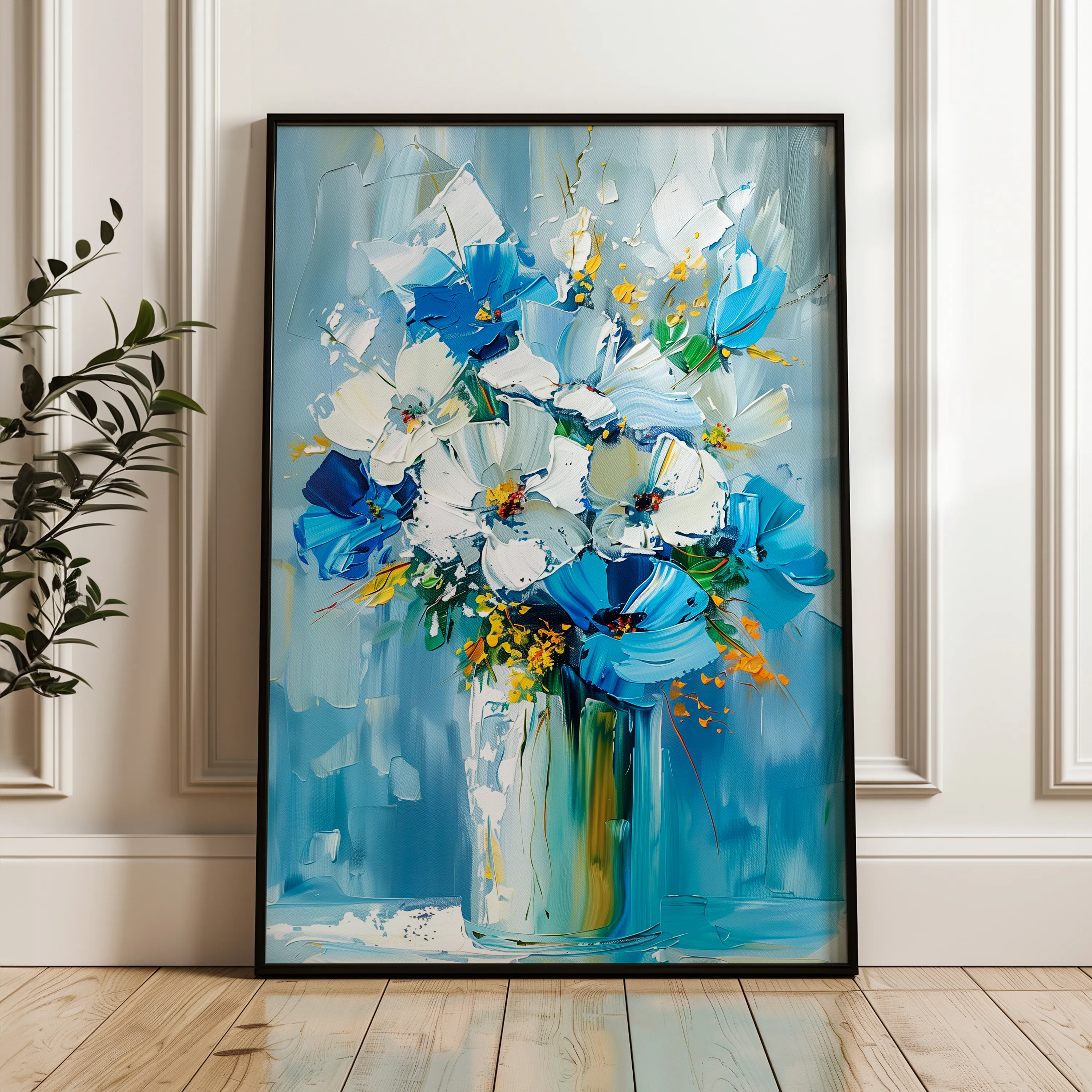 Floral 925 Canvas Art 18" x 24" / 45 x 60 cm / Black