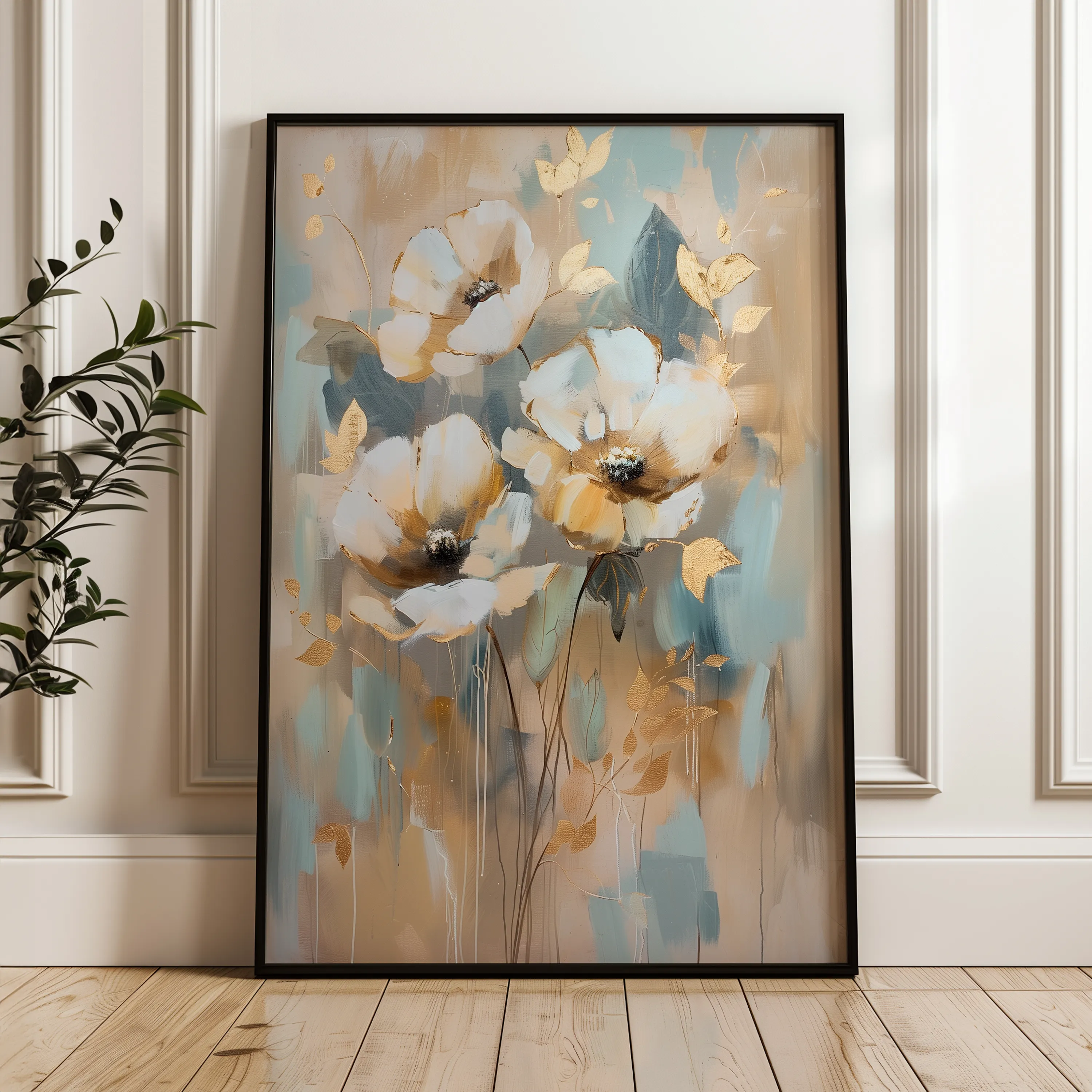 Floral 926 Canvas Art 18" x 24" / 45 x 60 cm / Black