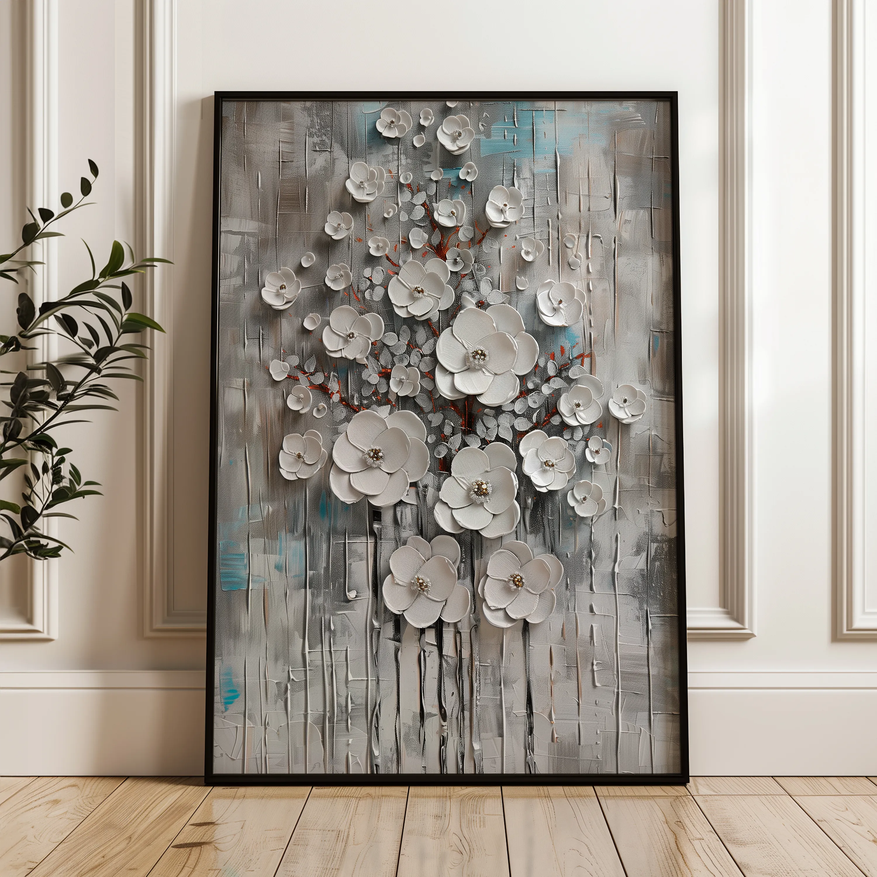 Floral 927 Canvas Art 18" x 24" / 45 x 60 cm / Black