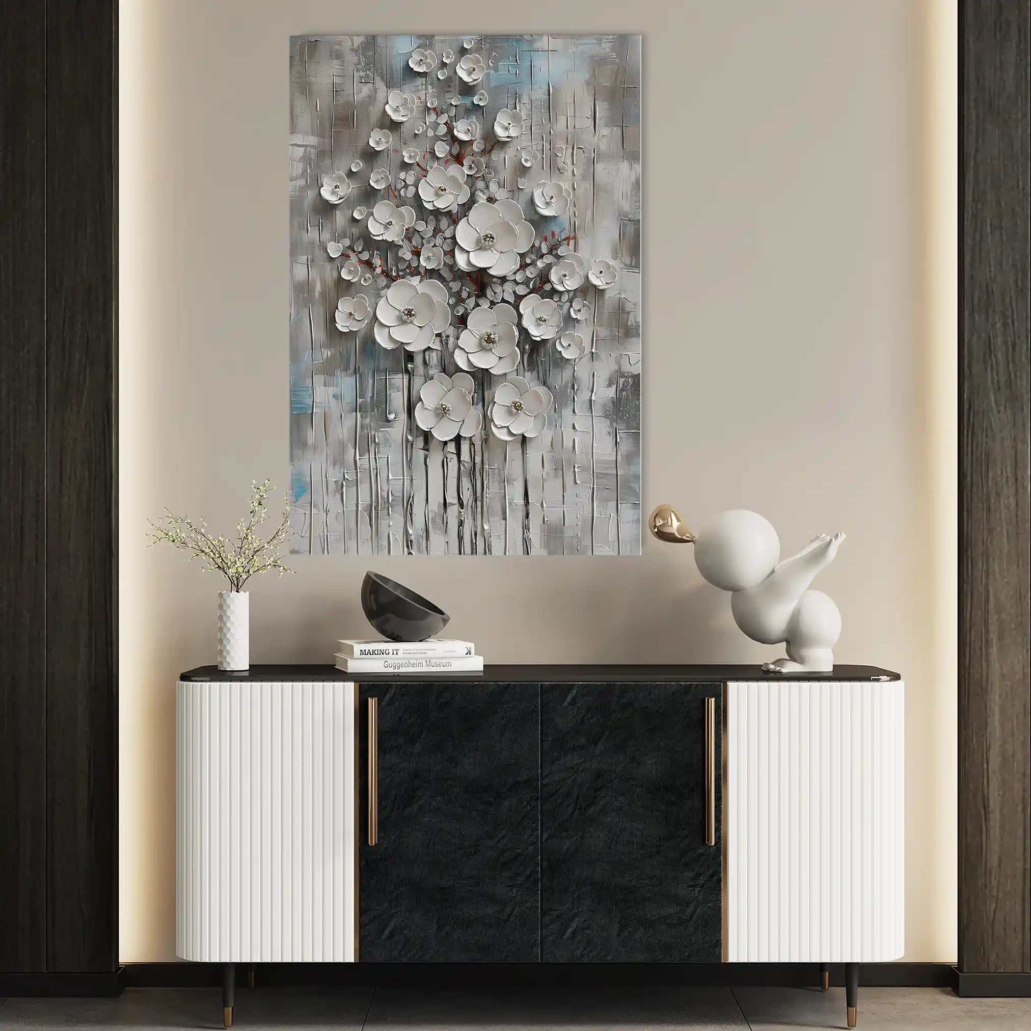 Floral 927 Canvas Art 60 x 40 cm / Black