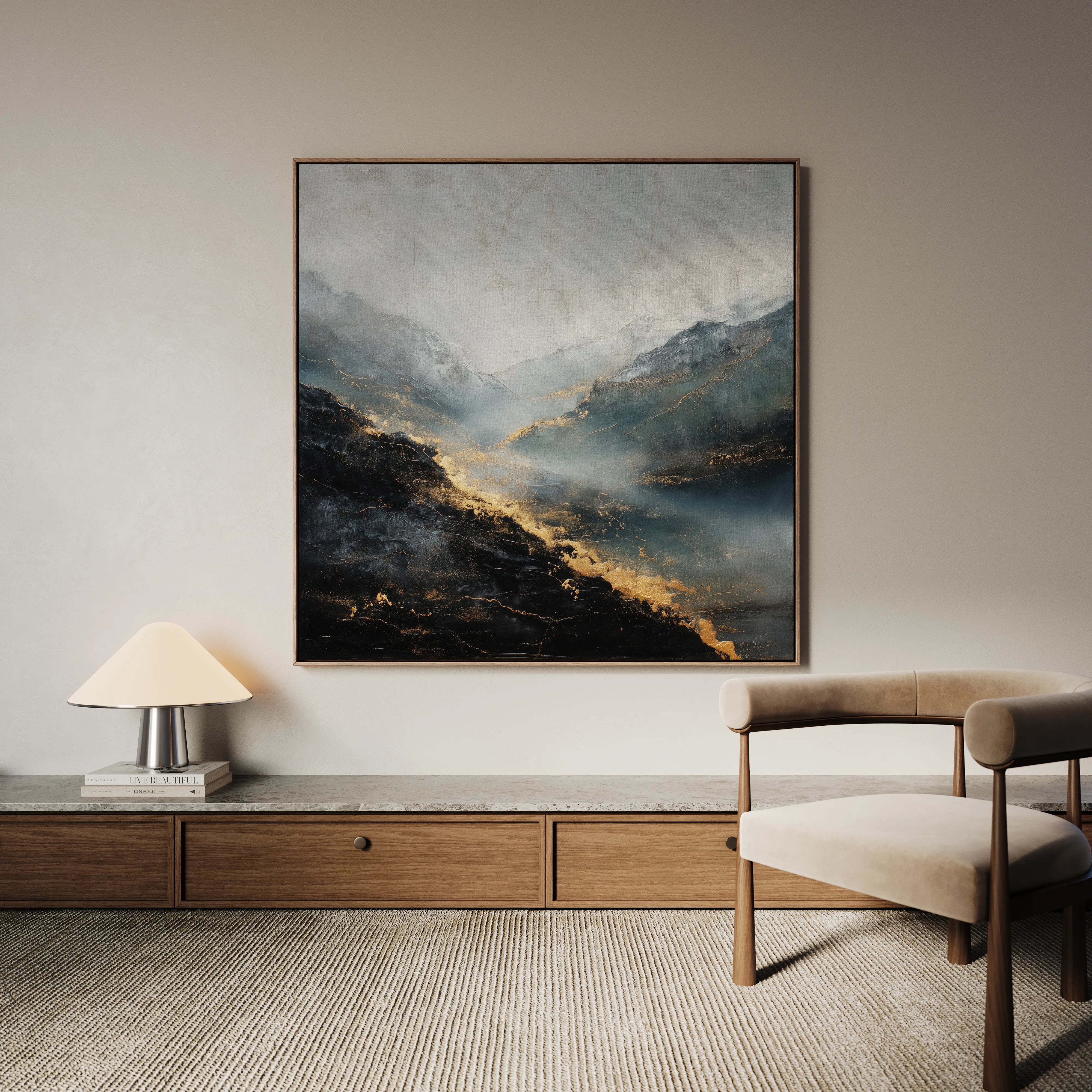 Abstract 928 Canvas Art 16" x 16" / 40 x 40 cm / Black