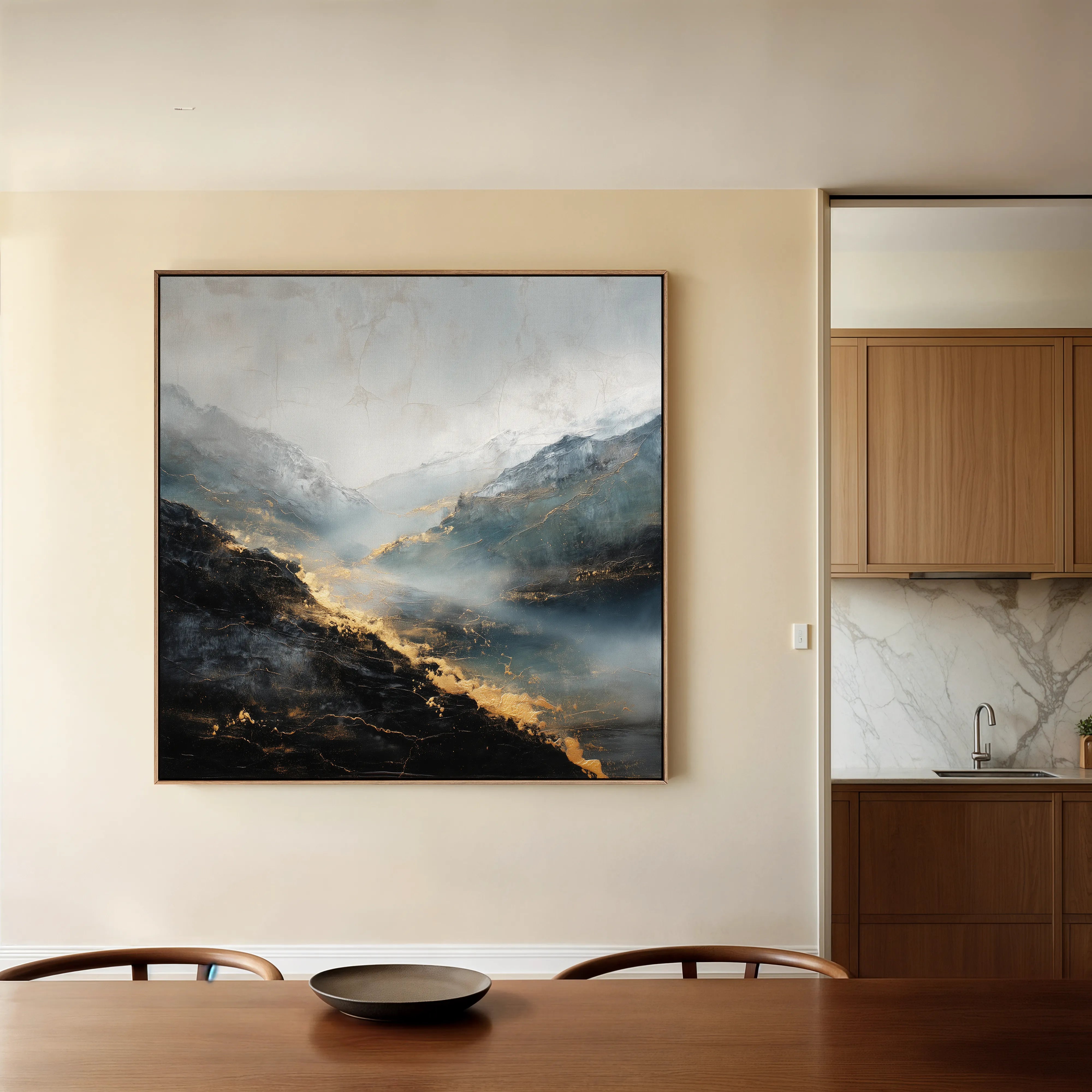 Abstract 928 Canvas Art 16" x 16" / 40 x 40 cm / Black
