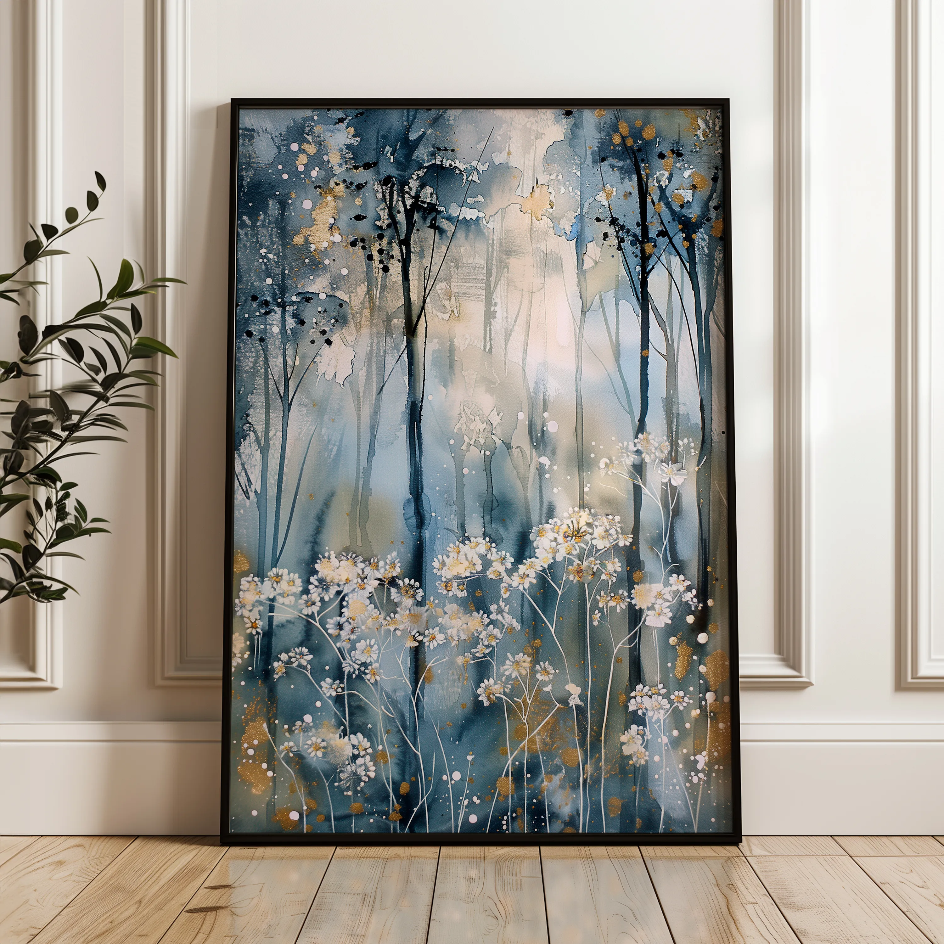 Floral 928 Canvas Art 18" x 24" / 45 x 60 cm / Black