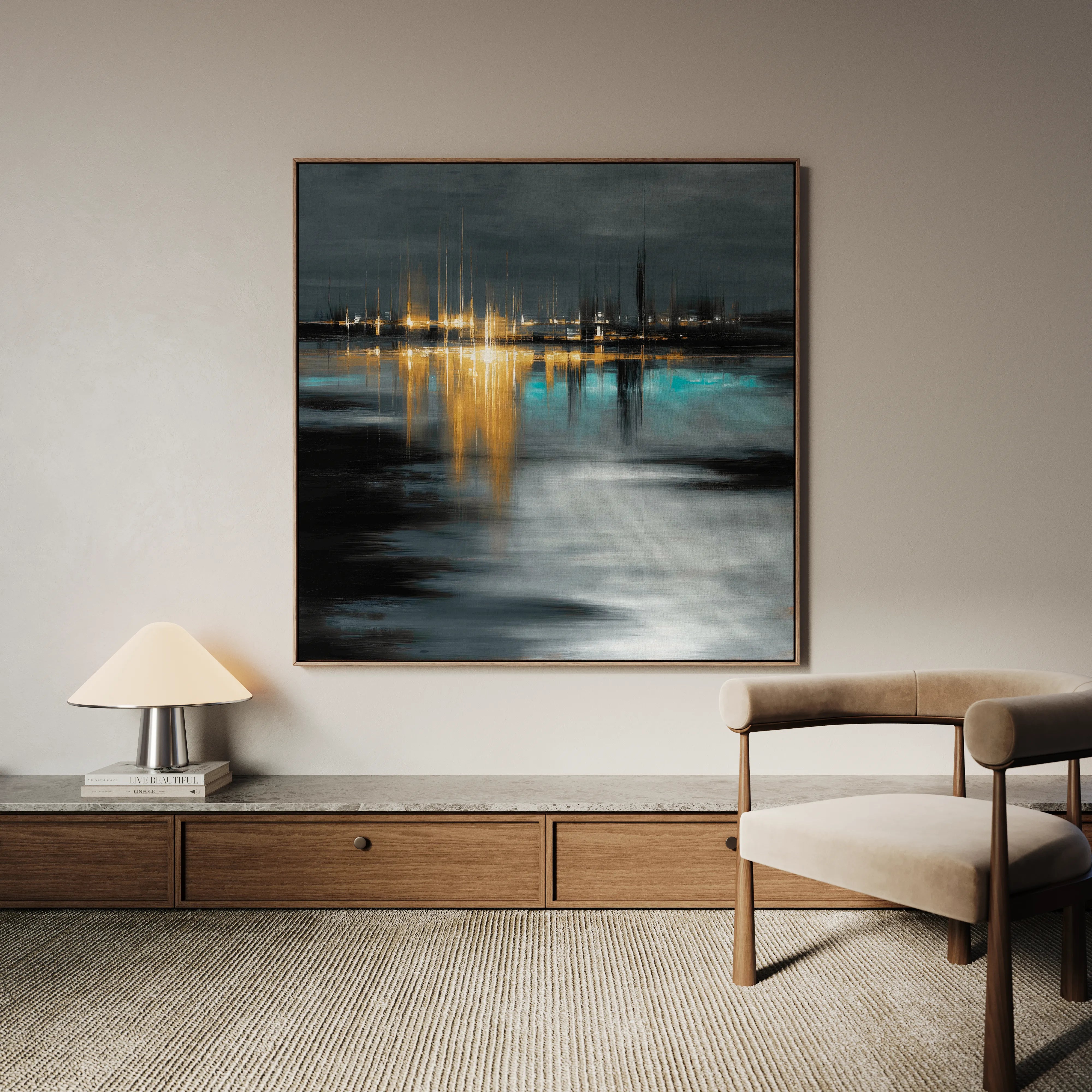 Abstract 929 Canvas Art 16" x 16" / 40 x 40 cm / Black