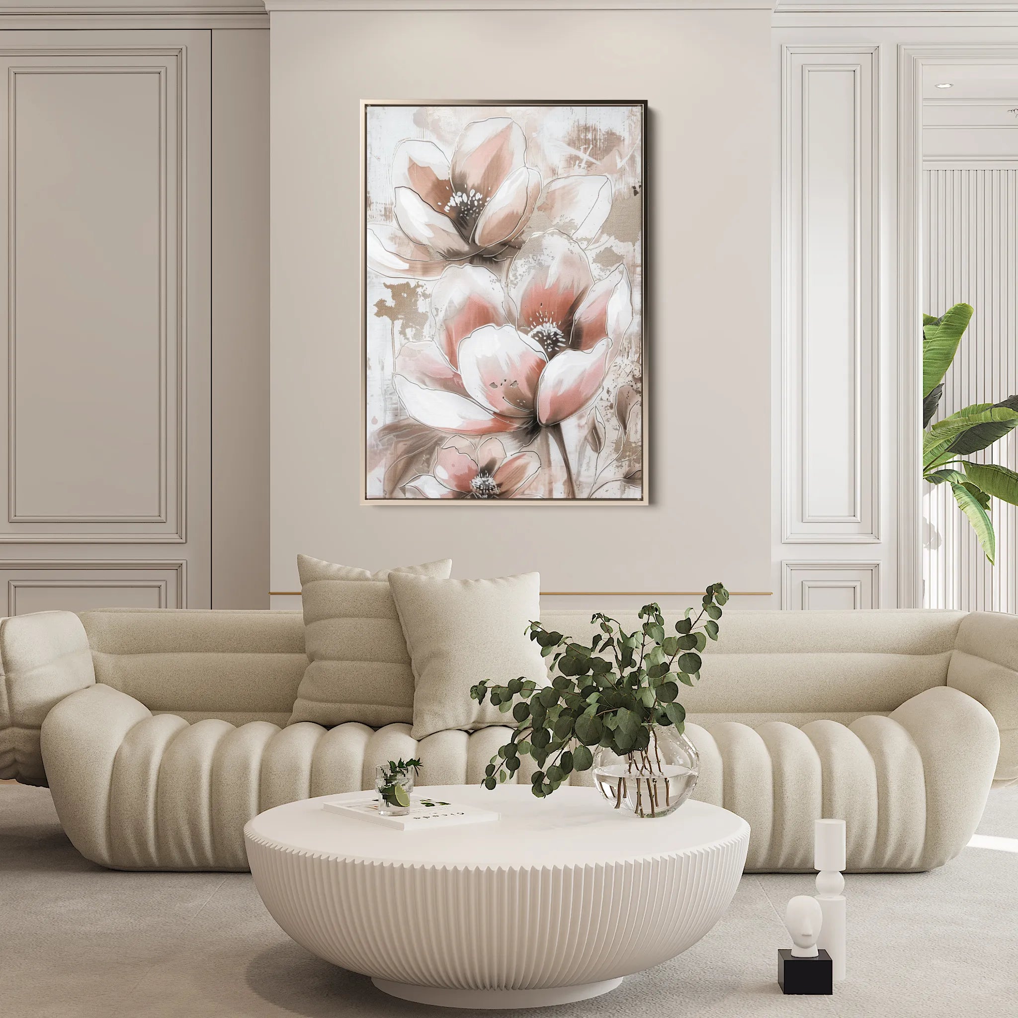 Floral 929 Canvas Art 18" x 24" / 45 x 60 cm / Black