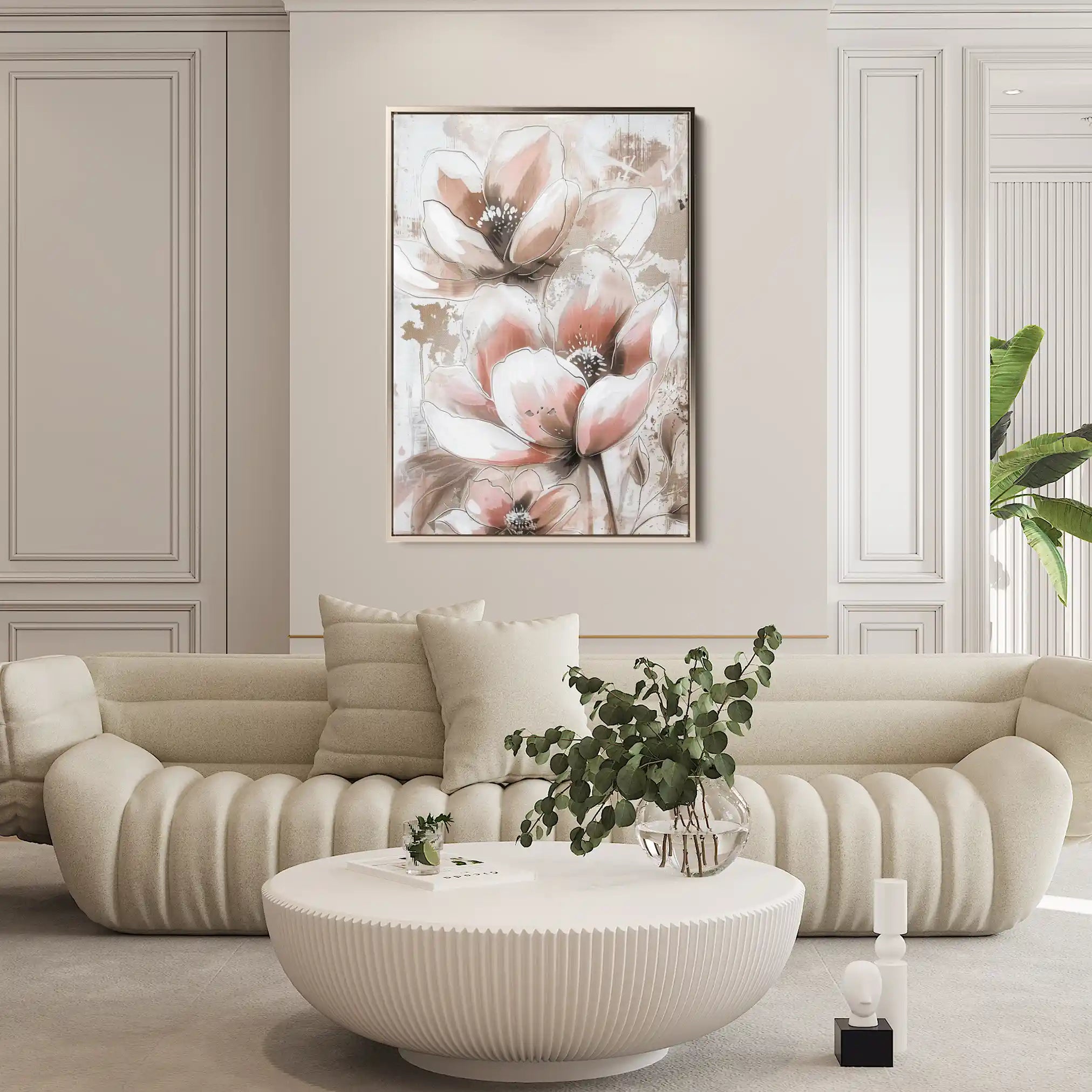 Floral 929 Canvas Art 60 x 40 cm / Black
