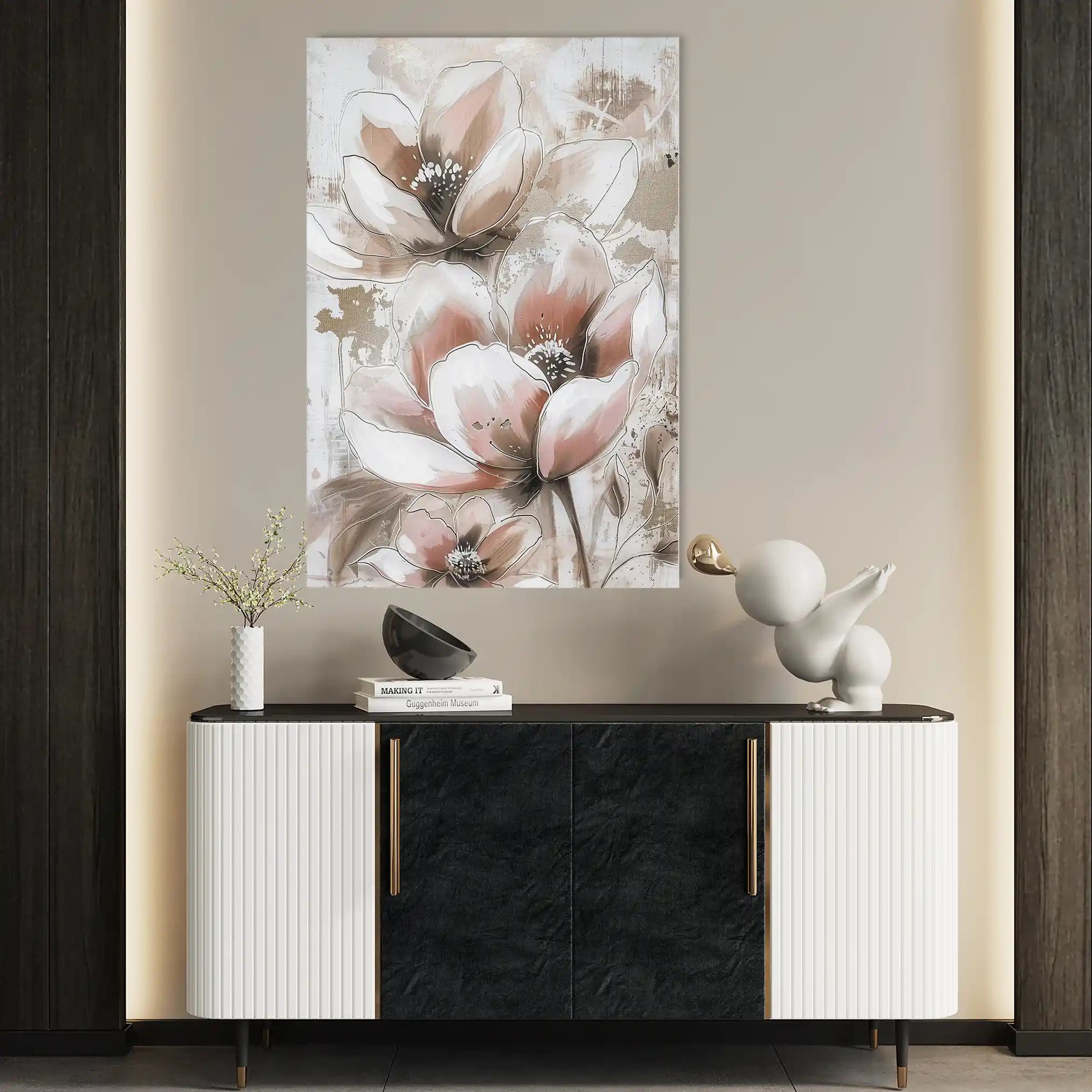 Floral 929 Canvas Art 60 x 40 cm / Black