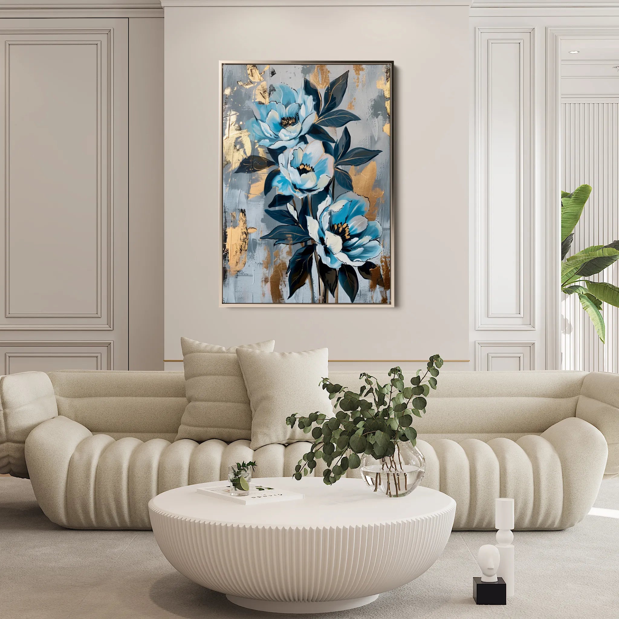 Floral 930 Canvas Art 18" x 24" / 45 x 60 cm / Black