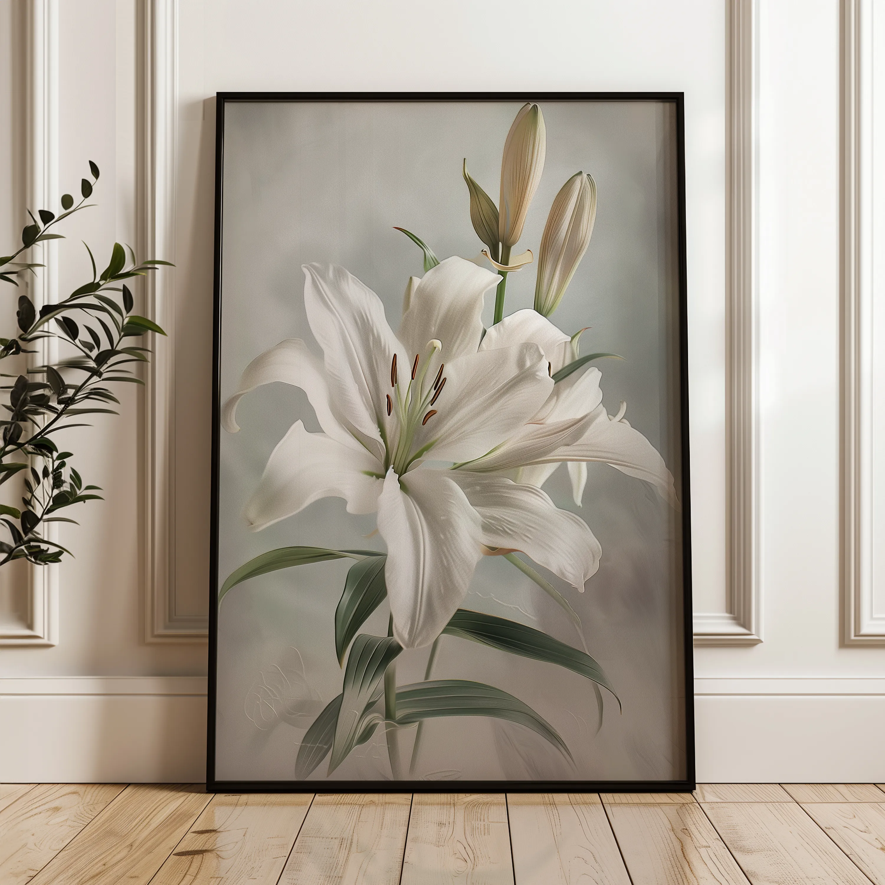 Floral 932 Canvas Art 18" x 24" / 45 x 60 cm / Black
