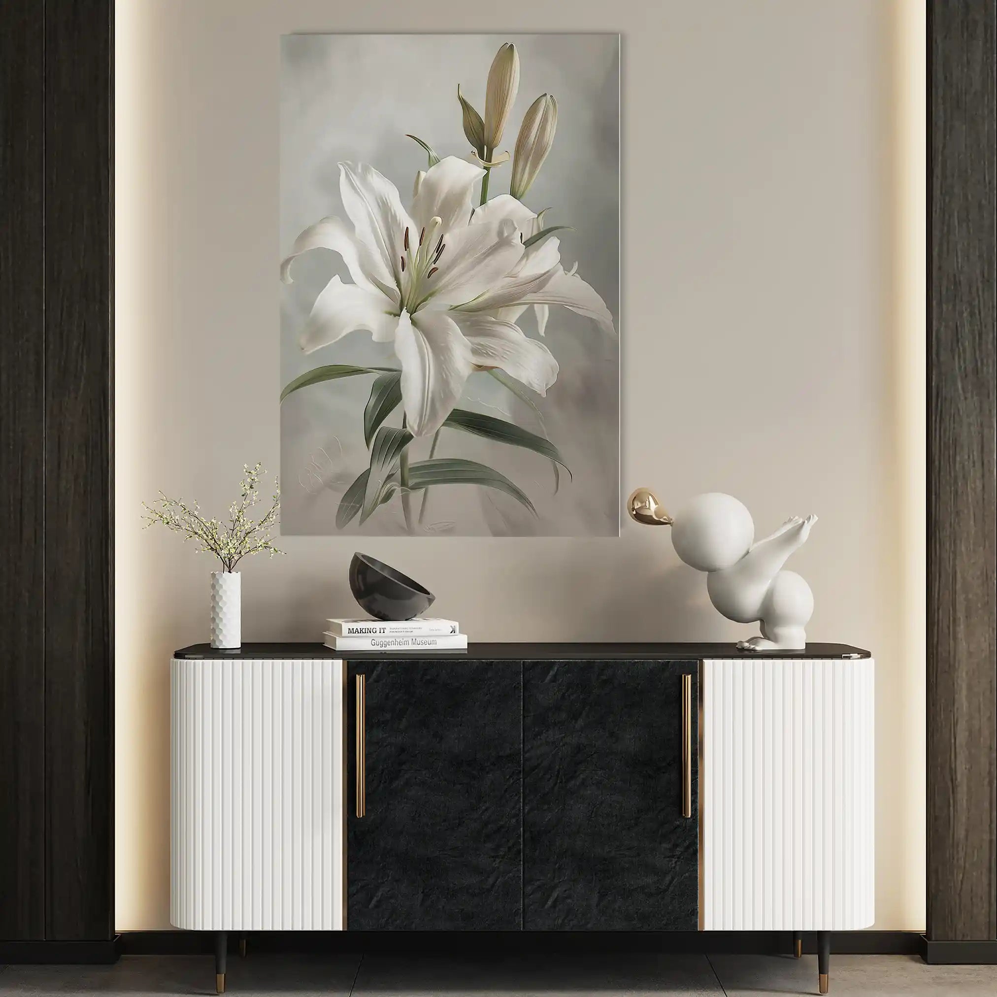 Floral 932 Canvas Art 60 x 40 cm / Black