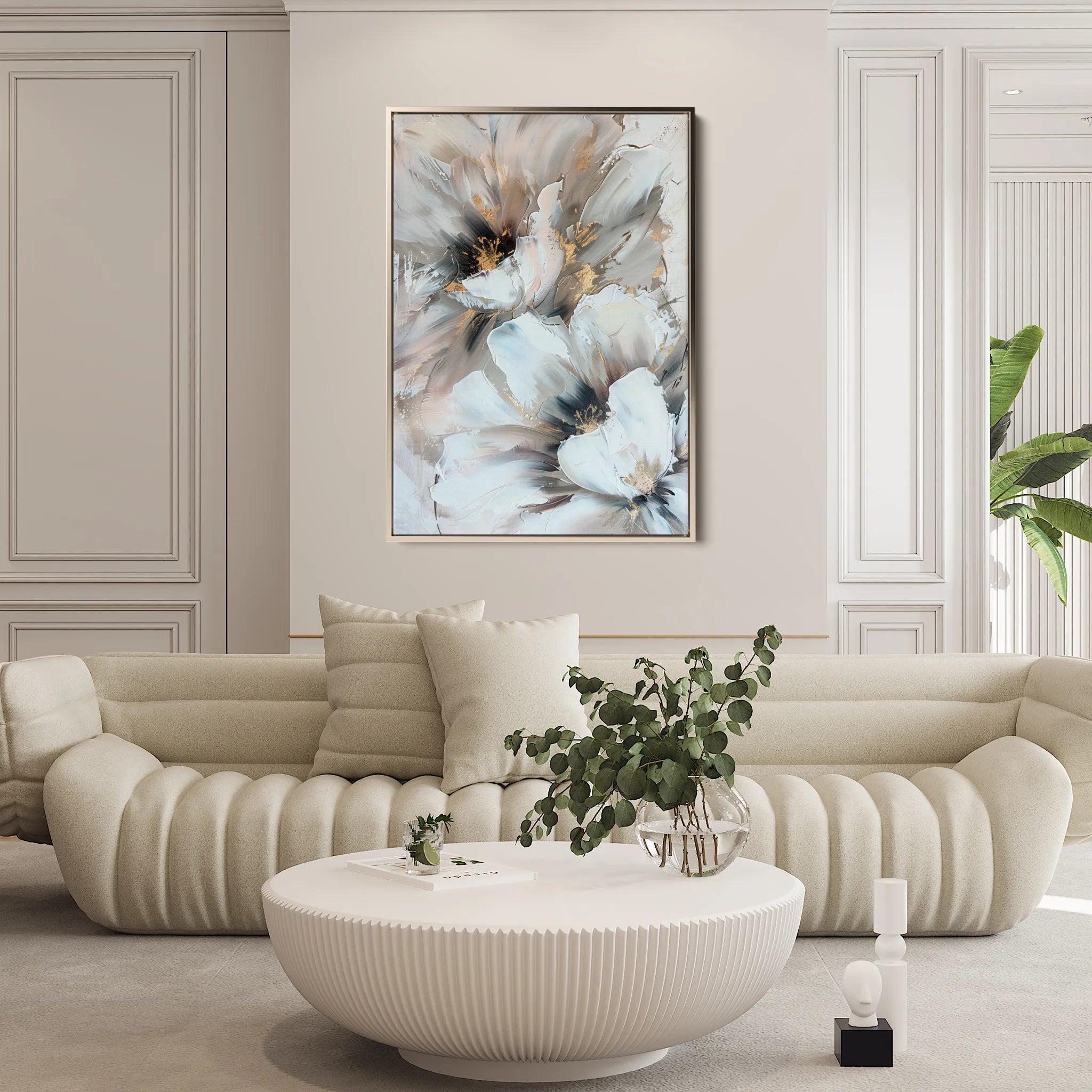 Floral 933 Canvas Art 18" x 24" / 45 x 60 cm / Black
