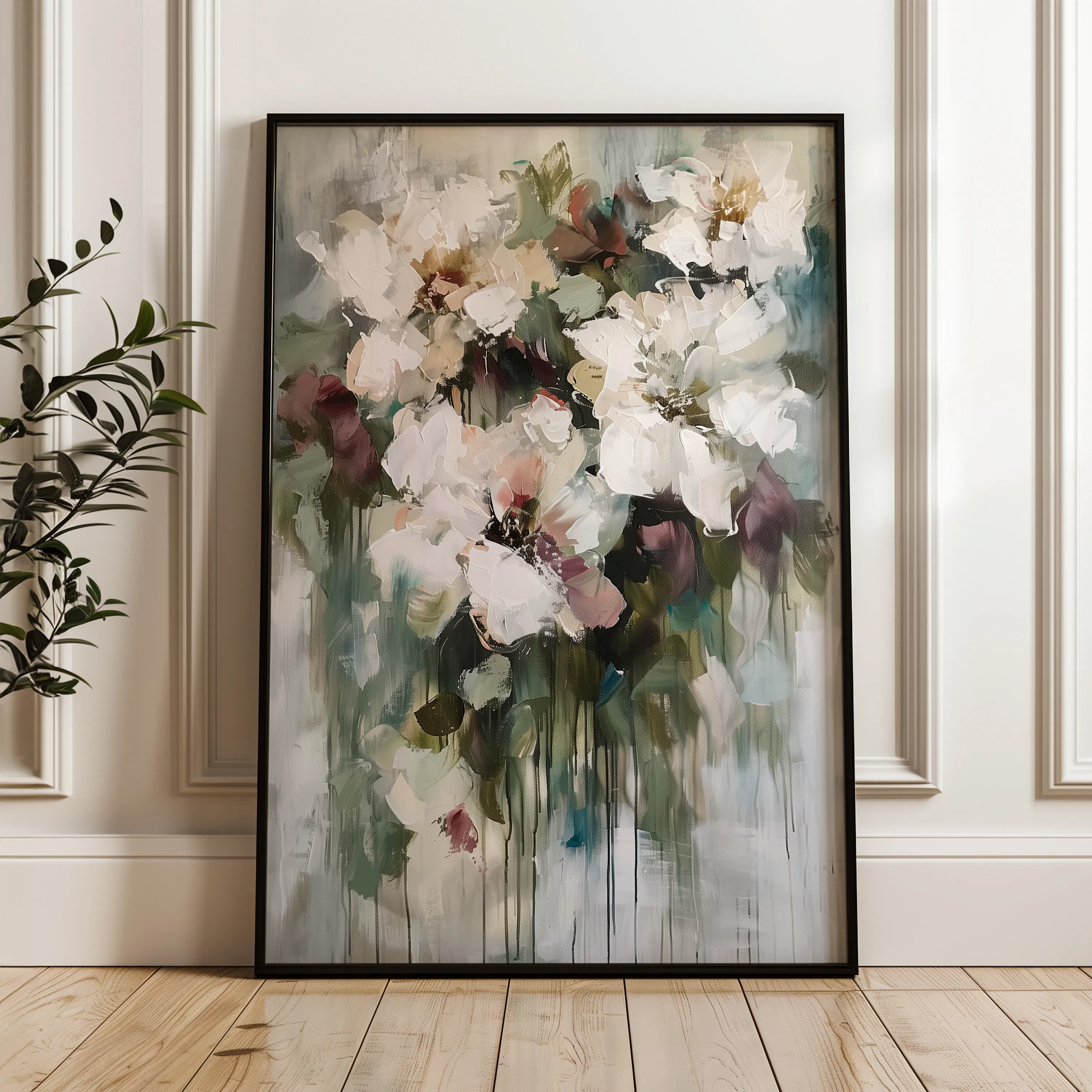 Floral 934 Canvas Art 18" x 24" / 45 x 60 cm / Black