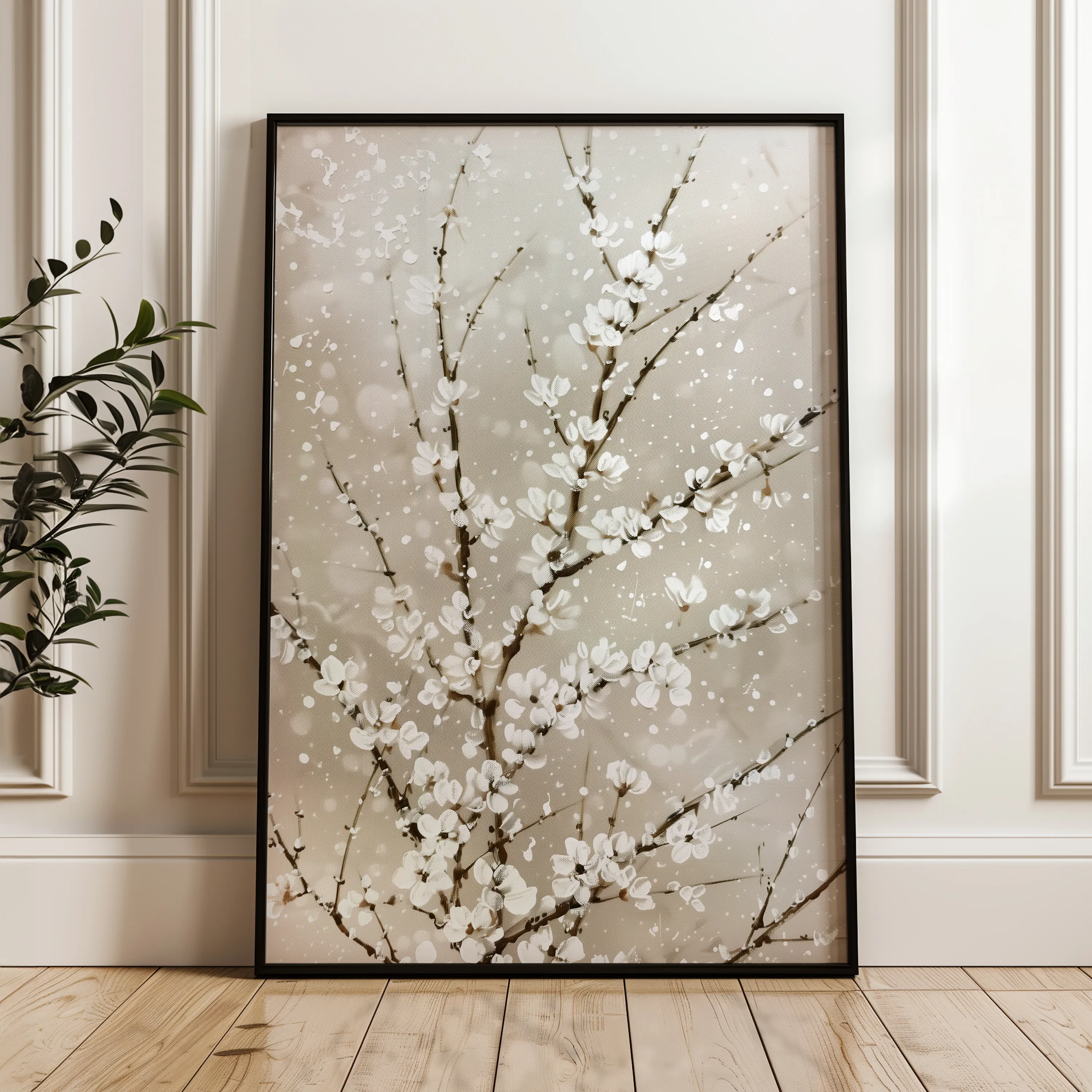 Floral 935 Canvas Art 18" x 24" / 45 x 60 cm / Black