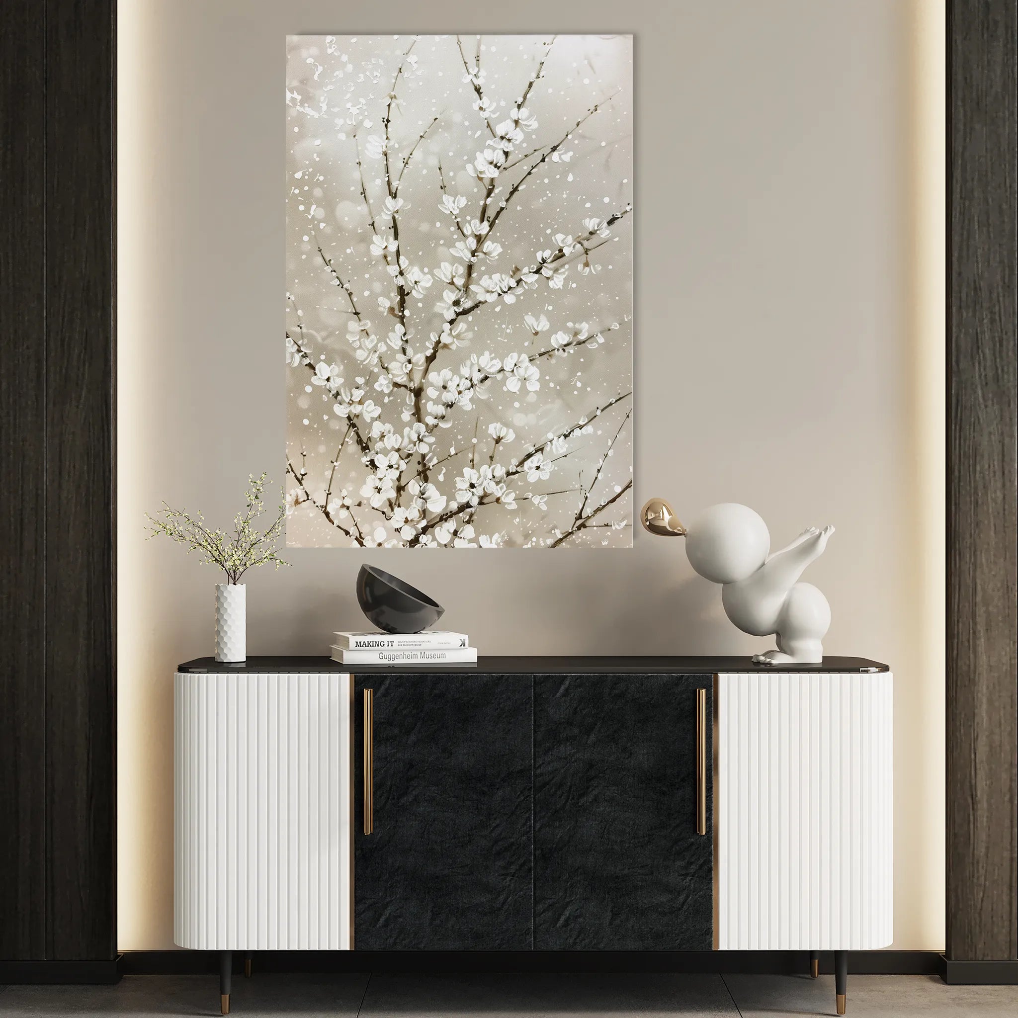 Floral 935 Canvas Art 18" x 24" / 45 x 60 cm / Black