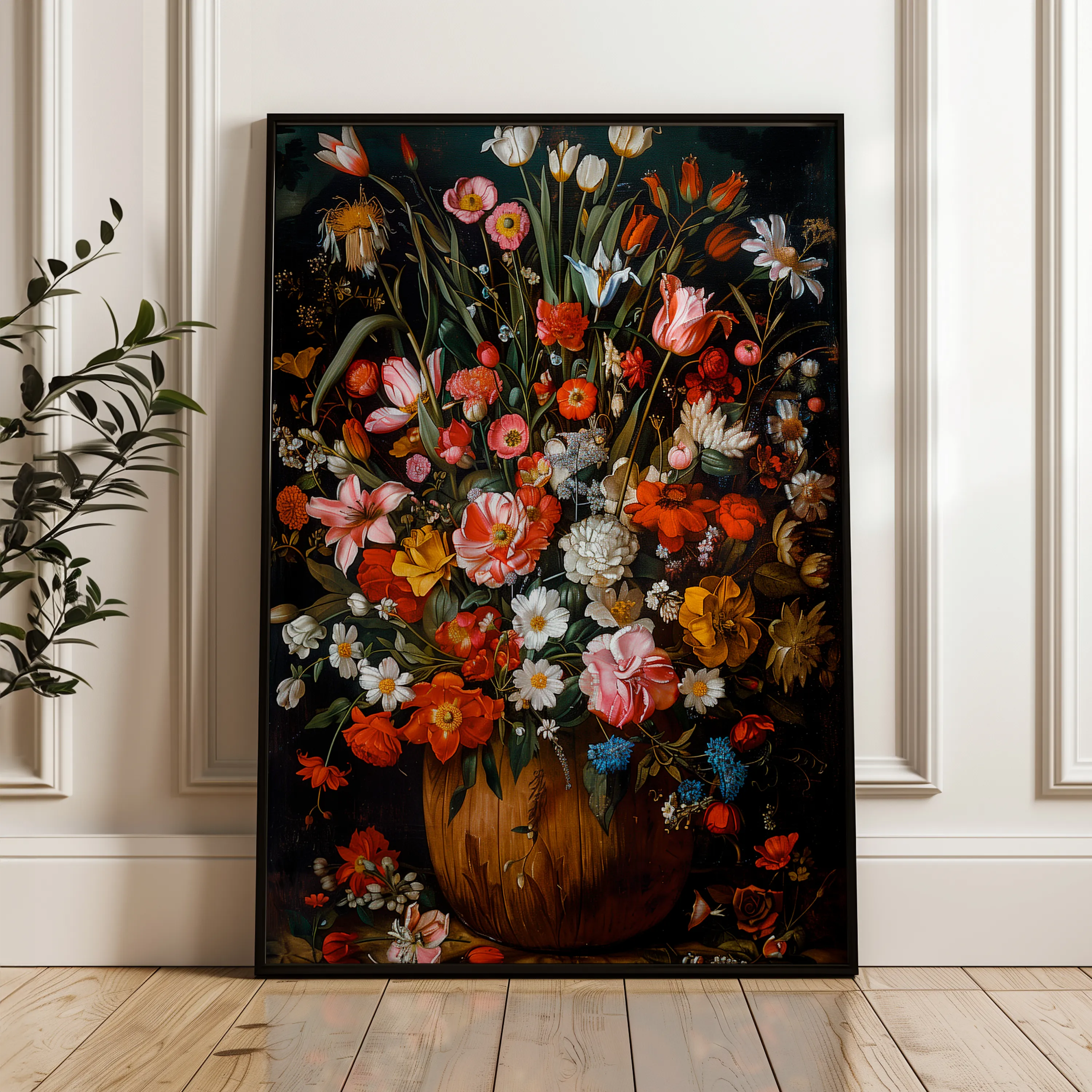 Floral 936 Canvas Art 18" x 24" / 45 x 60 cm / Black