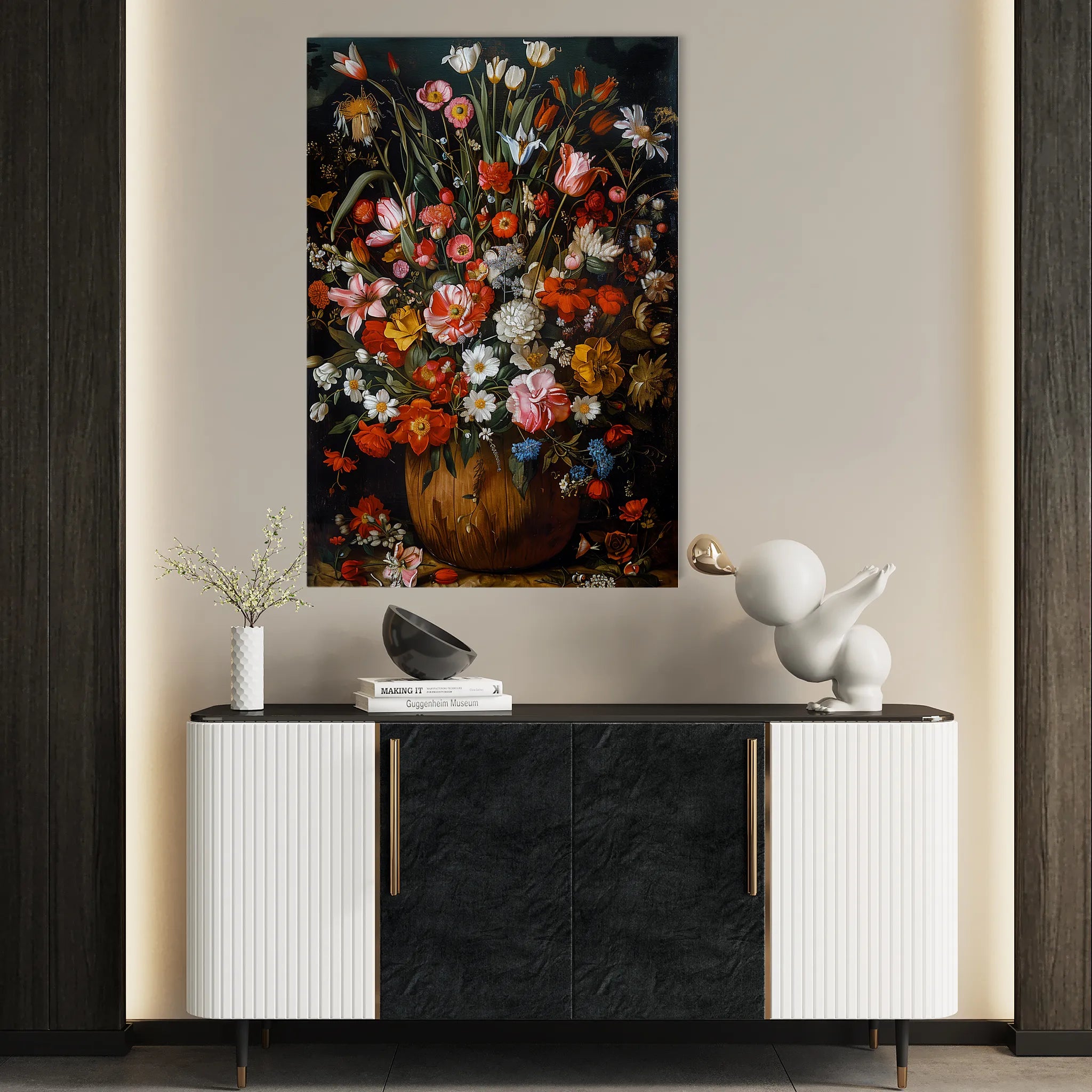 Floral 936 Canvas Art 18" x 24" / 45 x 60 cm / Black