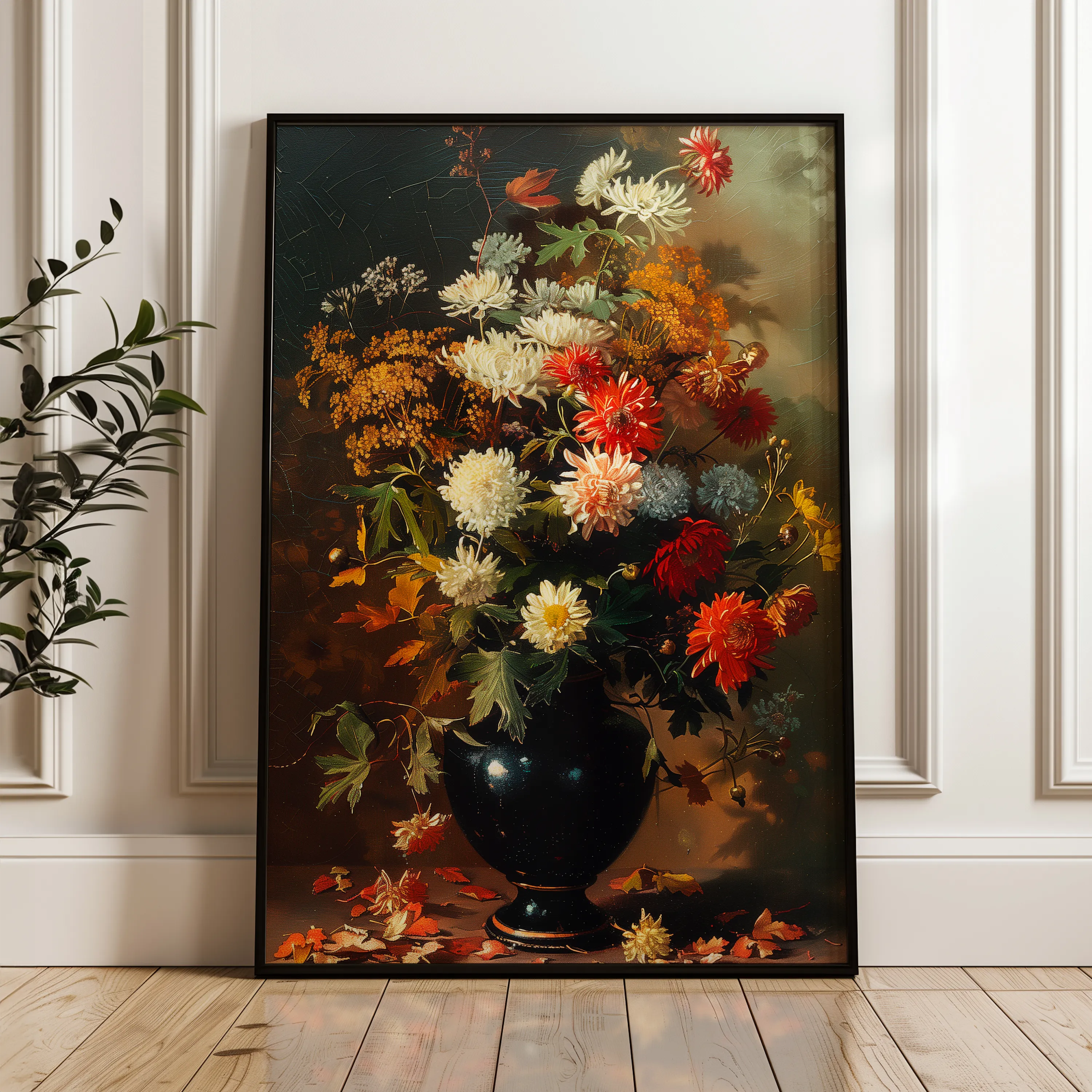 Floral 937 Canvas Art 18" x 24" / 45 x 60 cm / Black
