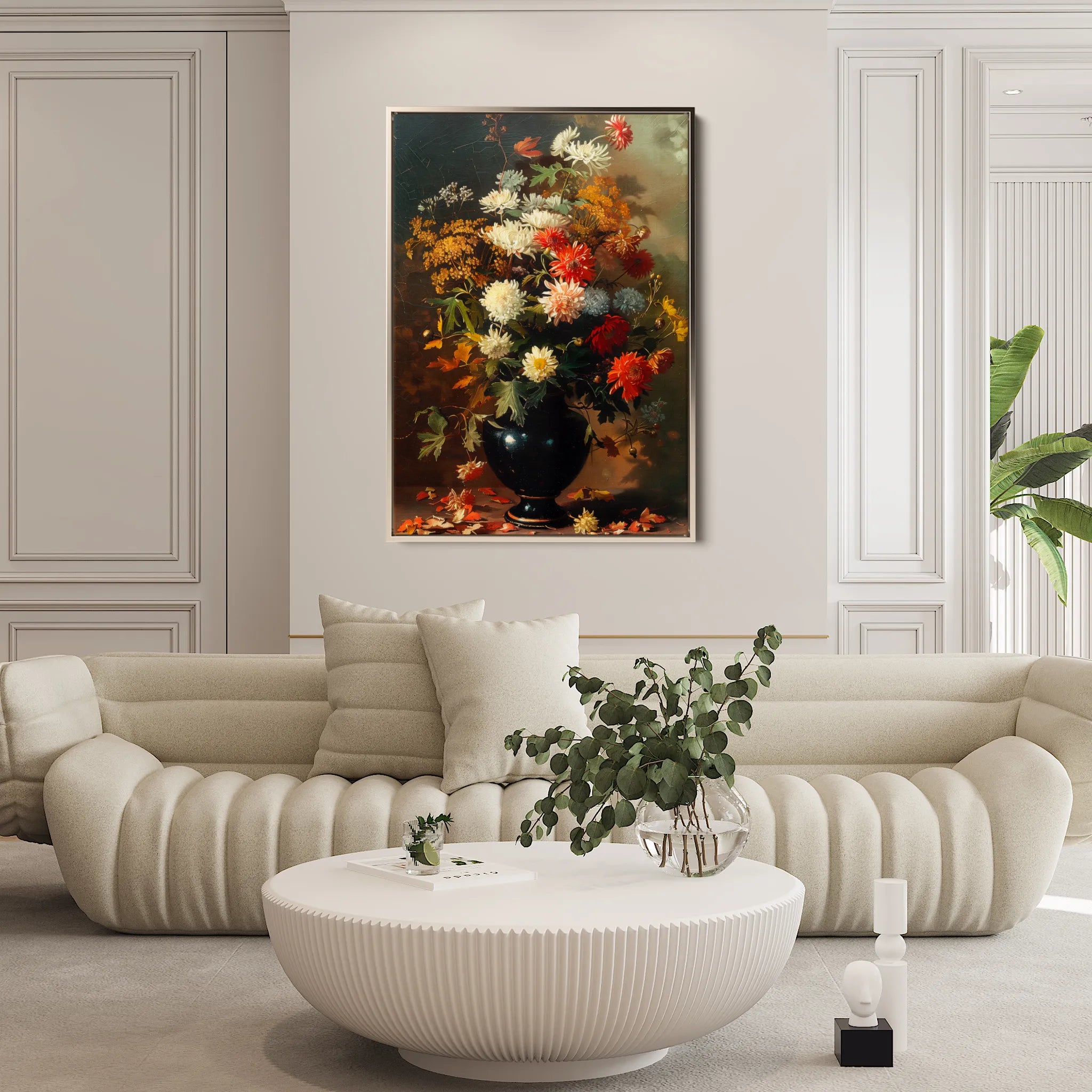 Floral 937 Canvas Art 18" x 24" / 45 x 60 cm / Black