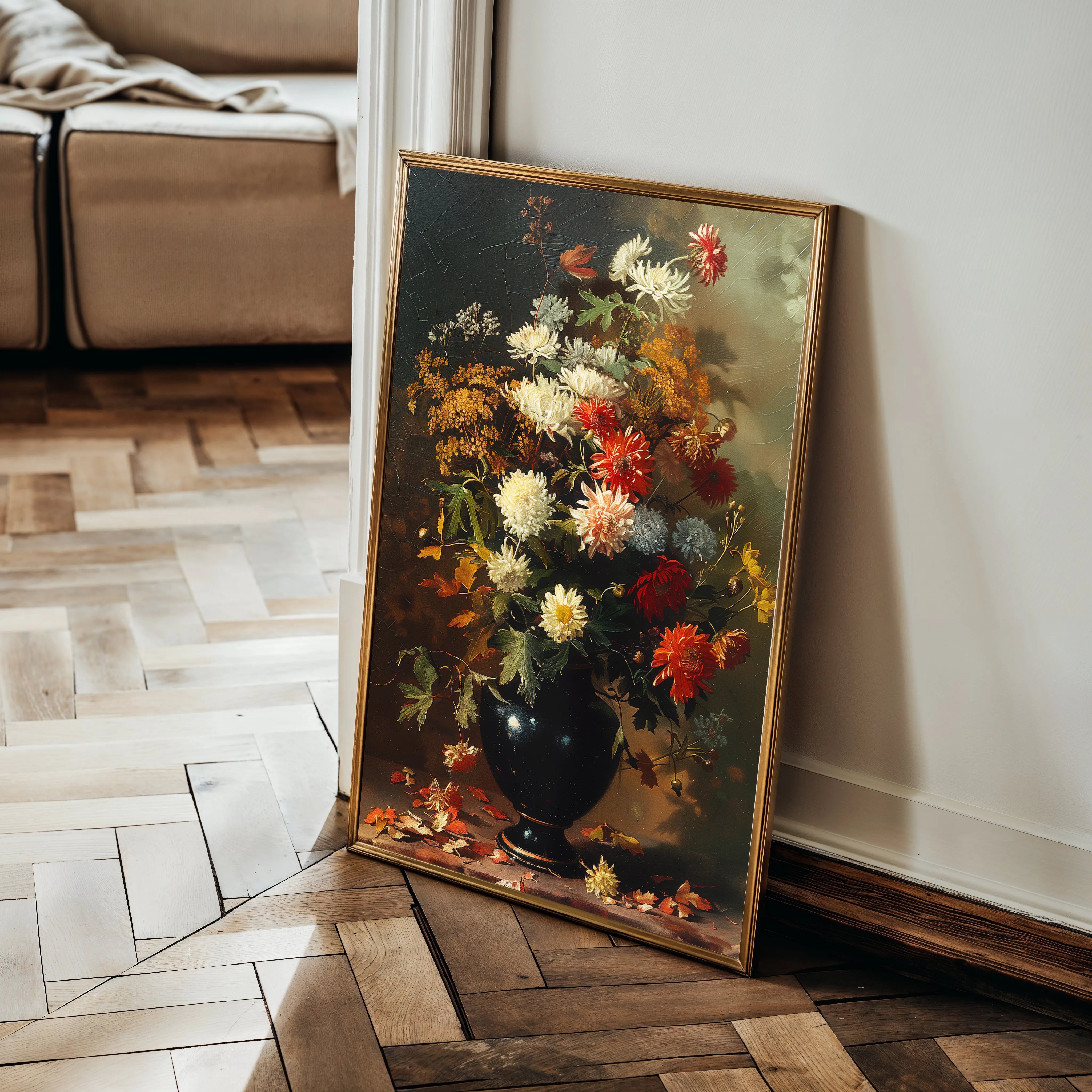 Floral 937 Canvas Art 18" x 24" / 45 x 60 cm / Black
