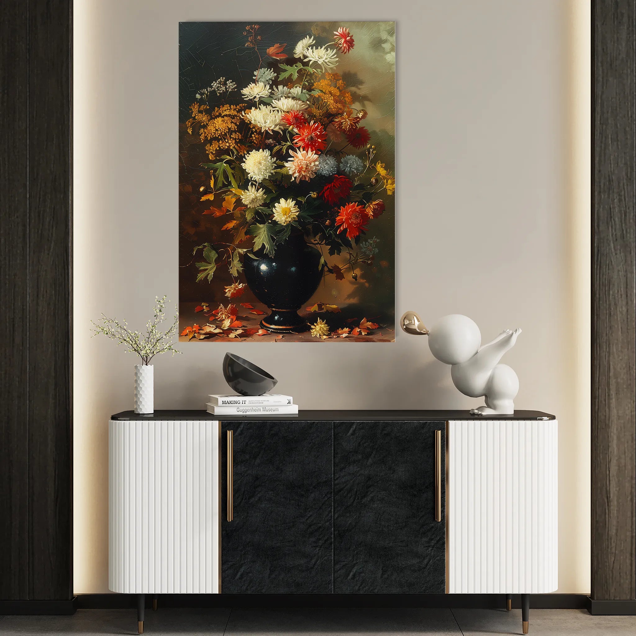 Floral 937 Canvas Art 18" x 24" / 45 x 60 cm / Black