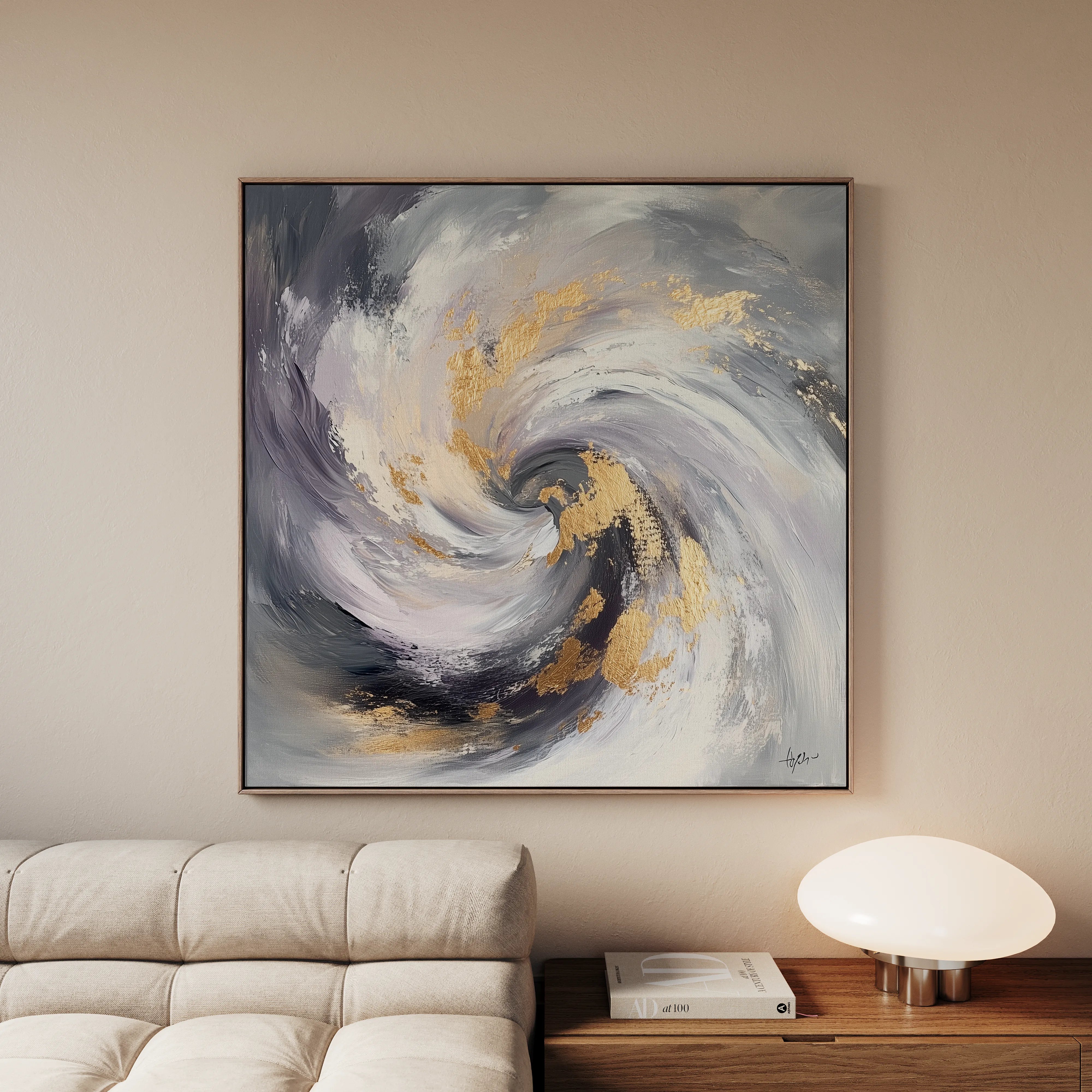 Abstract 938 Canvas Art 16" x 16" / 40 x 40 cm / Black
