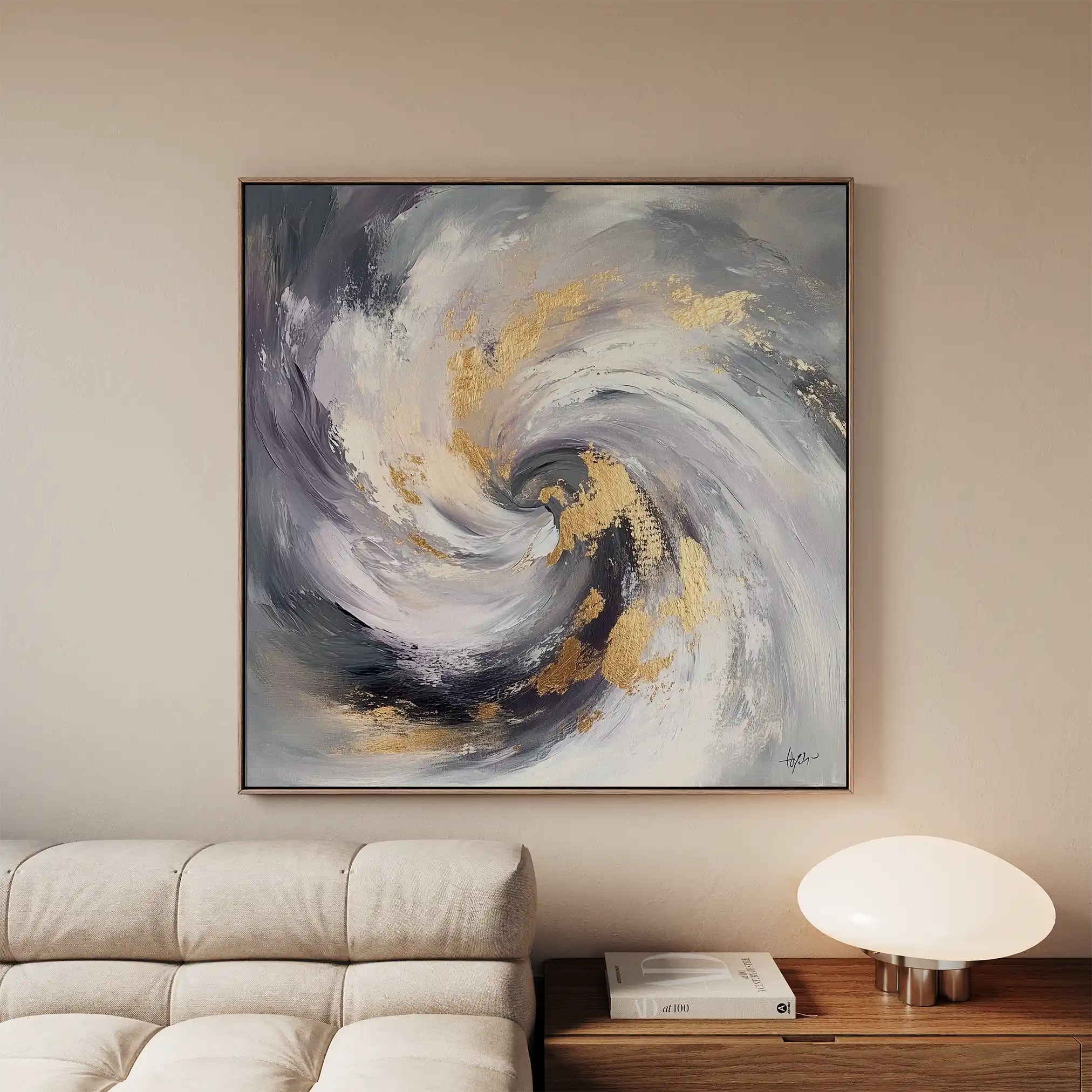 Abstract 938 Canvas Art 16" x 16" / 40 x 40 cm / Black