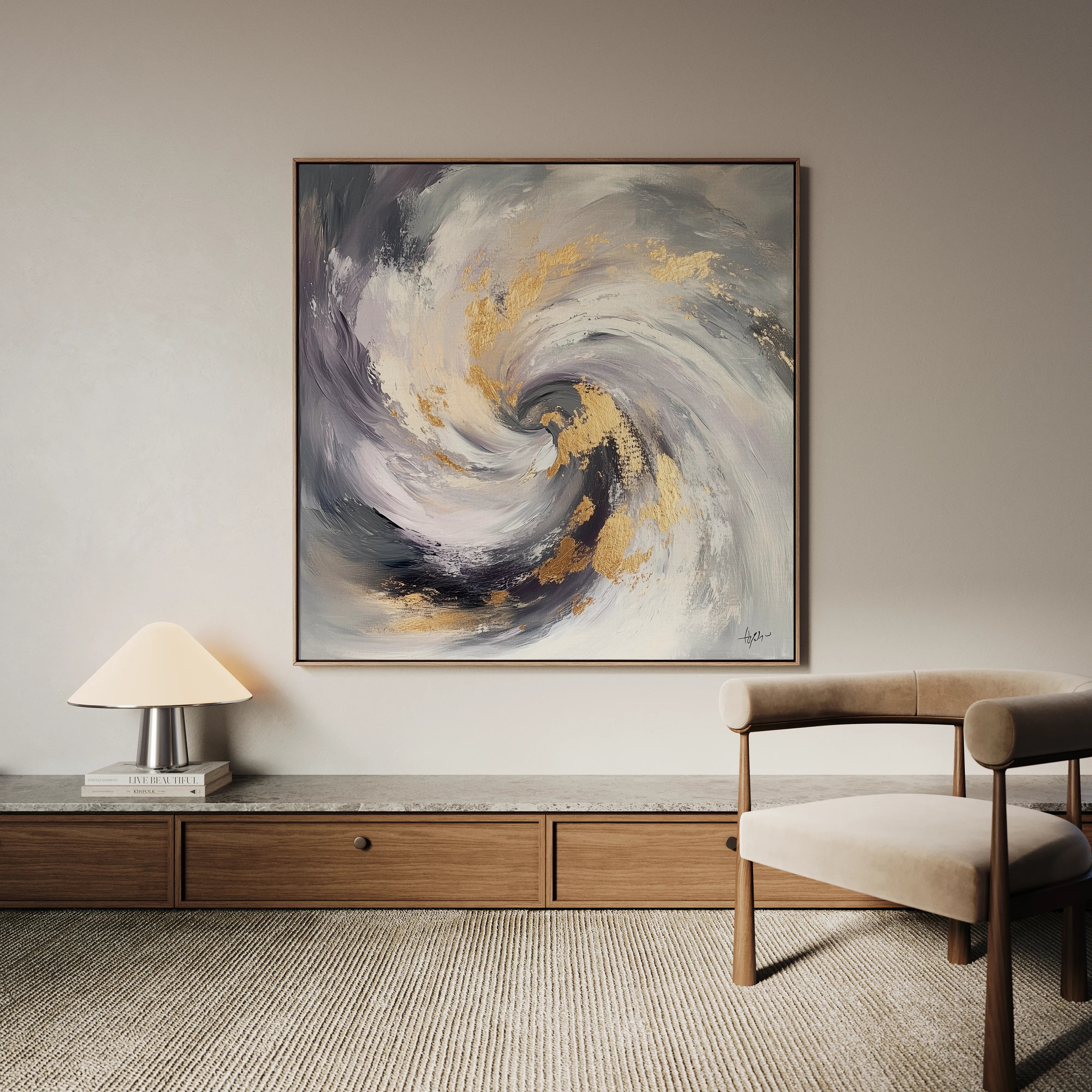 Abstract 938 Canvas Art 16" x 16" / 40 x 40 cm / Black