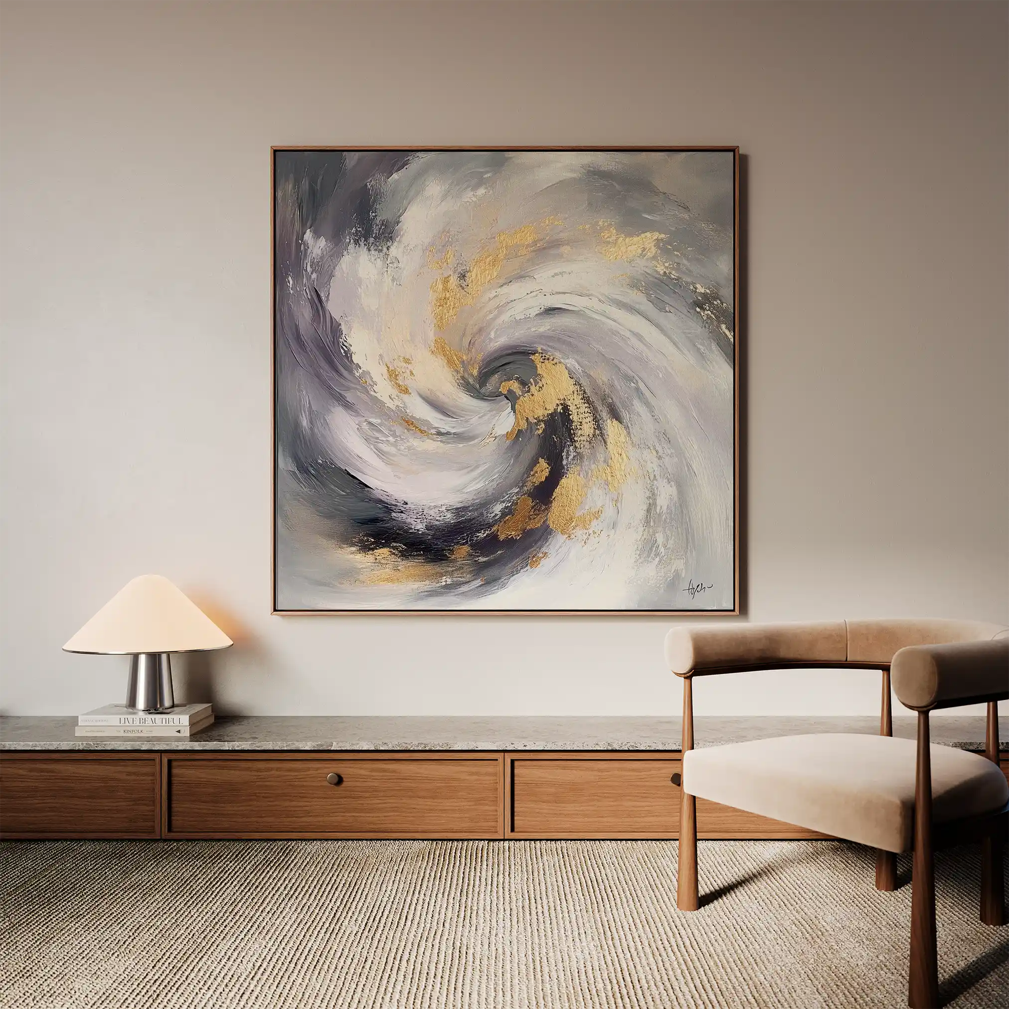 Abstract 938 Canvas Art 16" x 16" / 40 x 40 cm / Black