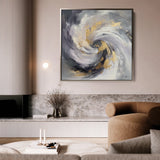 Abstract 938 Canvas Art 16" x 16" / 40 x 40 cm / Black
