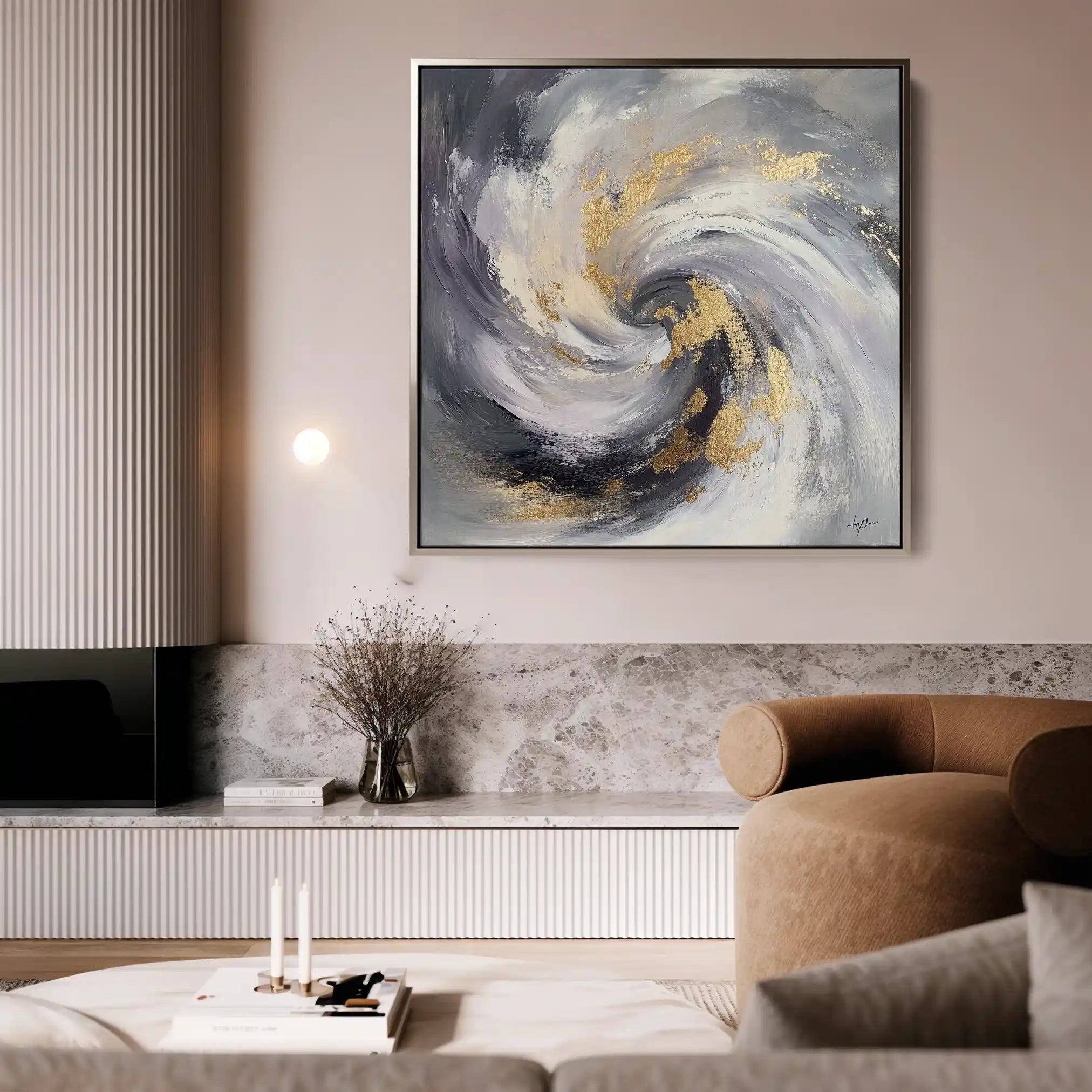 Abstract 938 Canvas Art 16" x 16" / 40 x 40 cm / Black