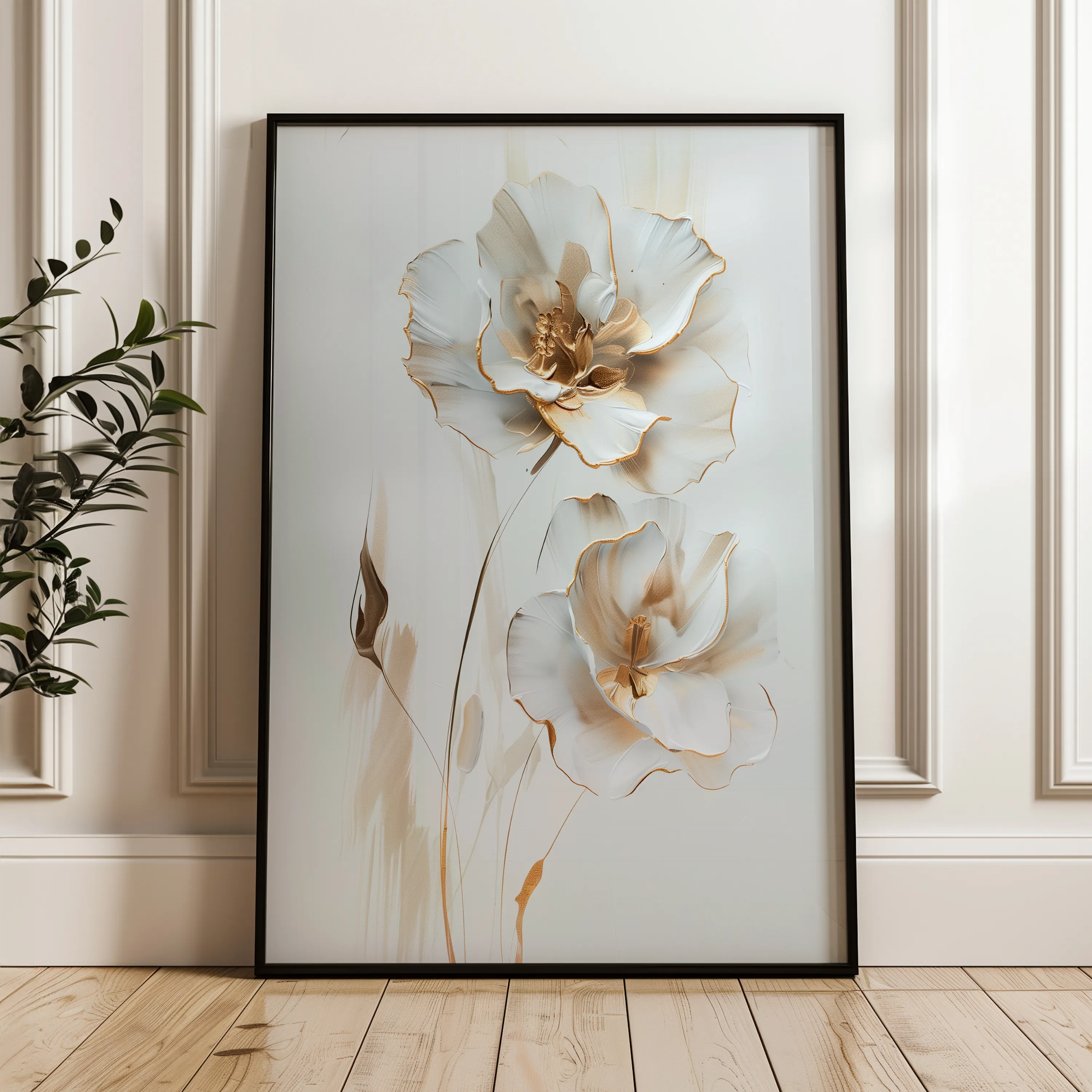 Floral 938 Canvas Art 18" x 24" / 45 x 60 cm / Black