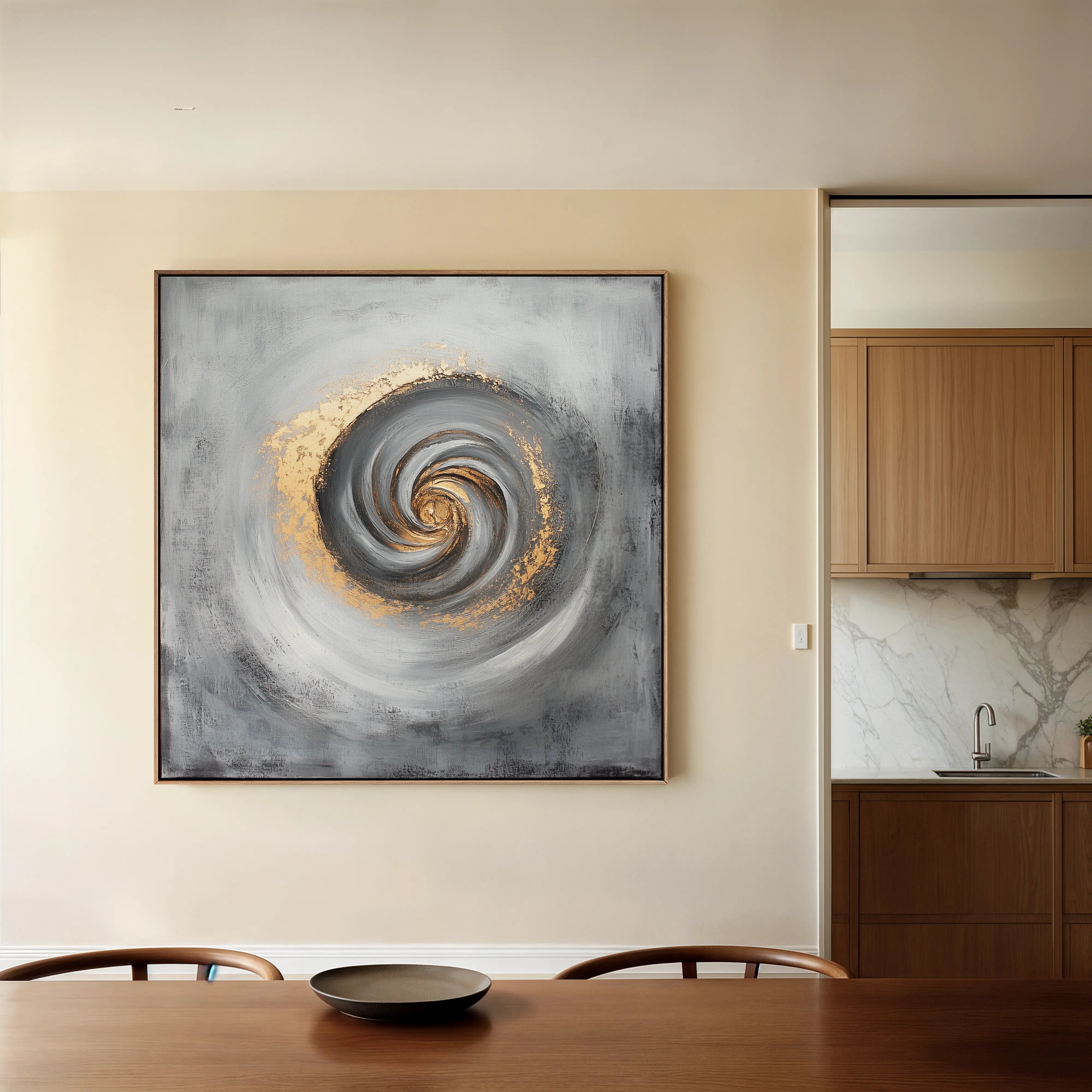 Abstract 939 Canvas Art 16" x 16" / 40 x 40 cm / Black