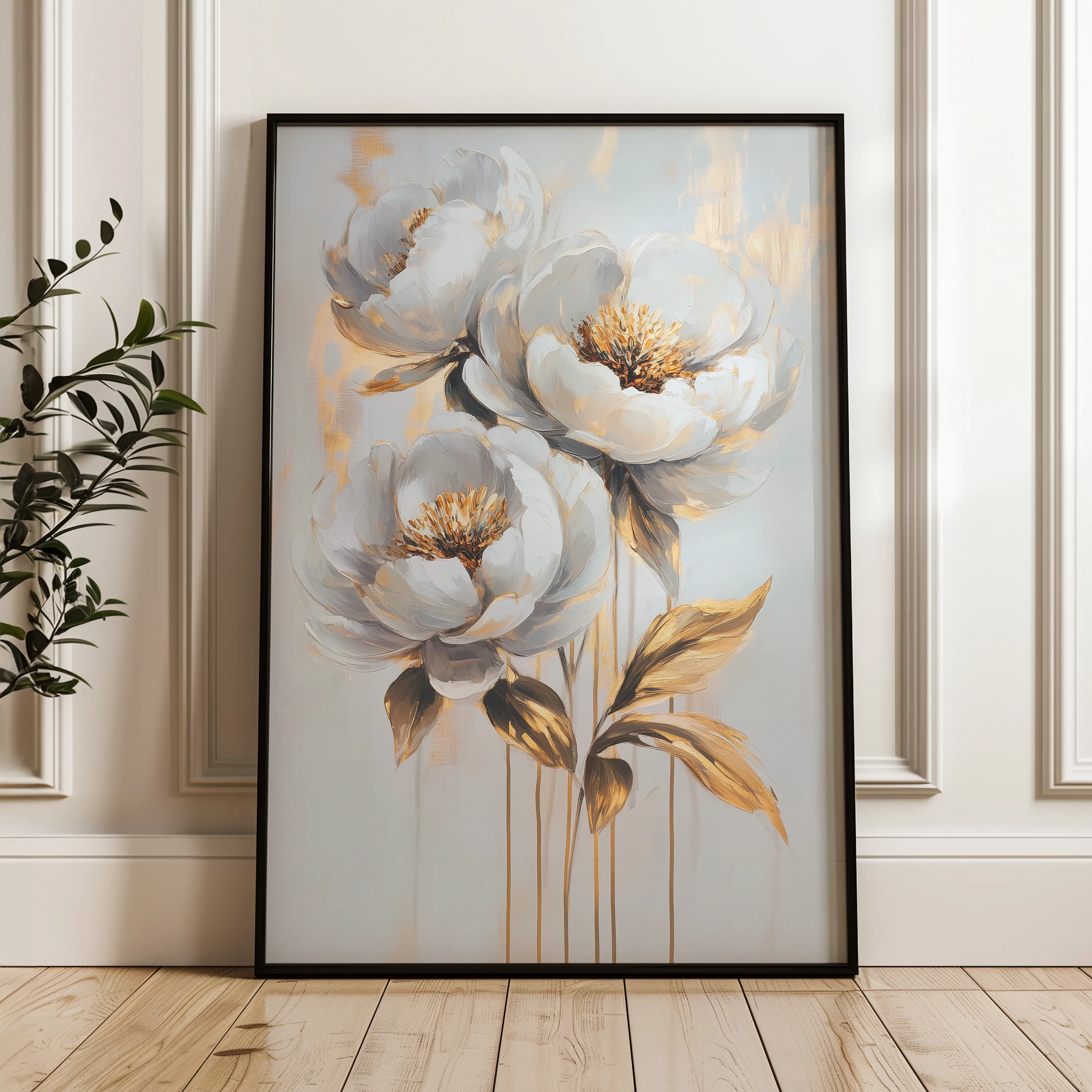 Floral 939 Canvas Art 18" x 24" / 45 x 60 cm / Black