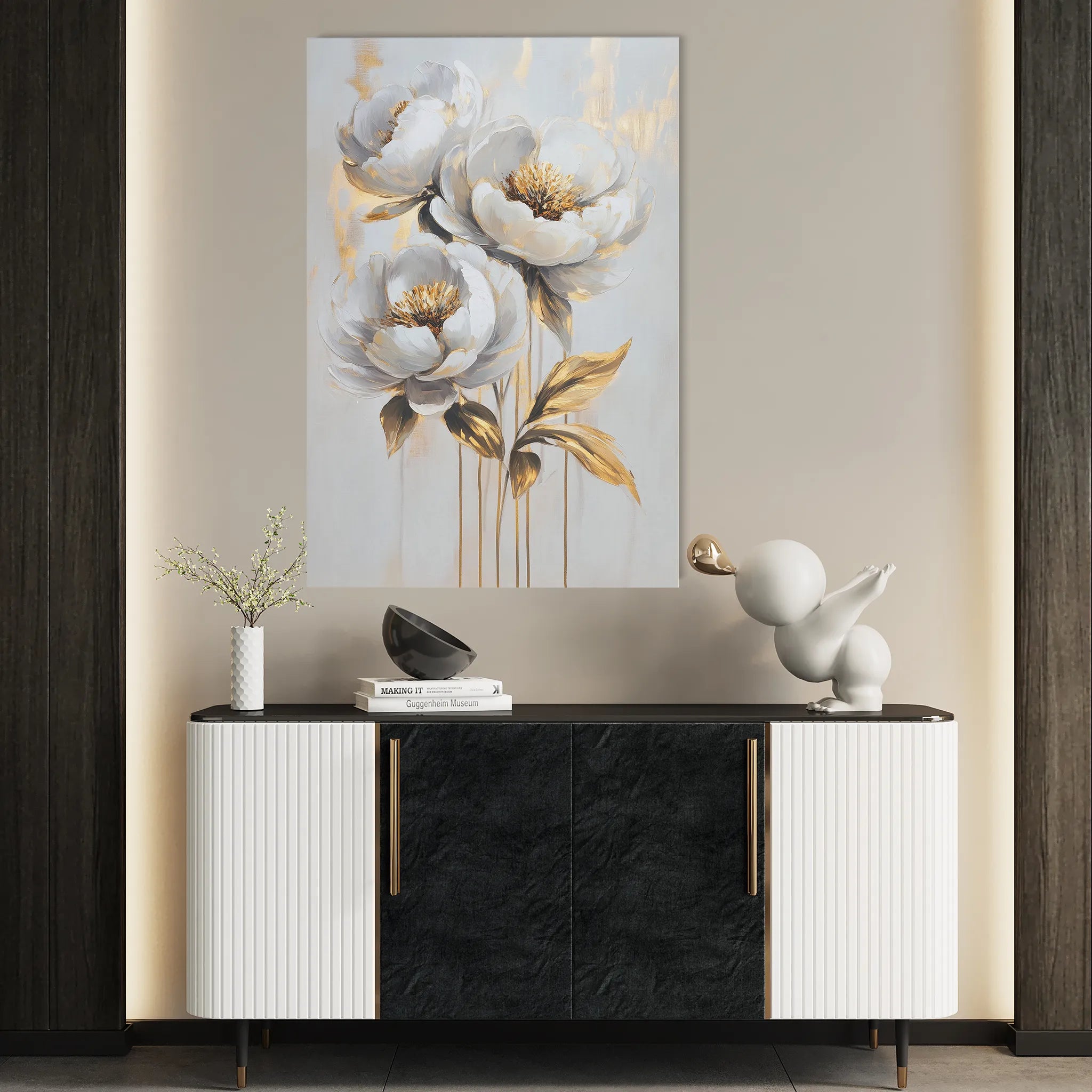 Floral 939 Canvas Art 18" x 24" / 45 x 60 cm / Black