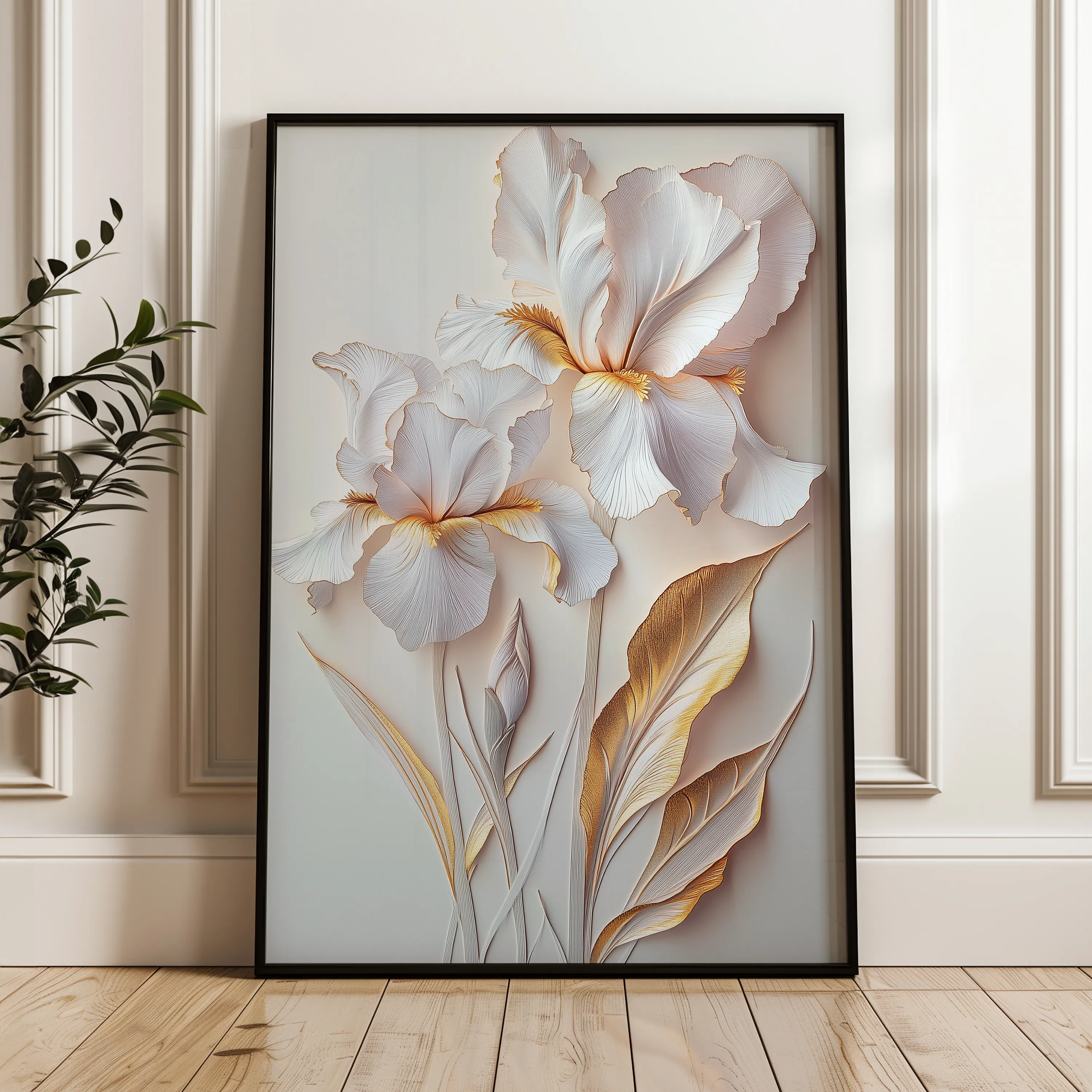 Floral 940 Canvas Art 18" x 24" / 45 x 60 cm / Black