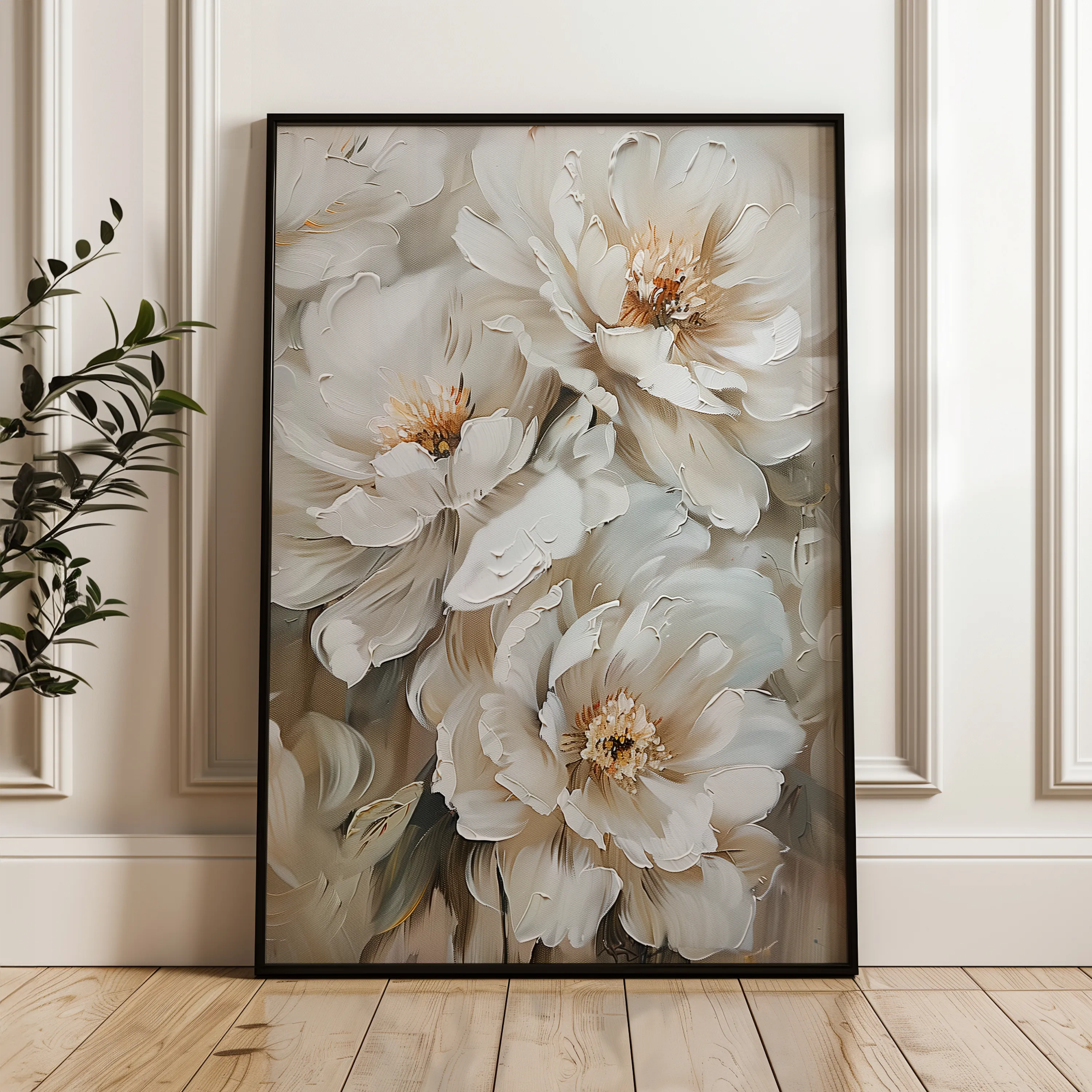 Floral 941 Canvas Art 18" x 24" / 45 x 60 cm / Black