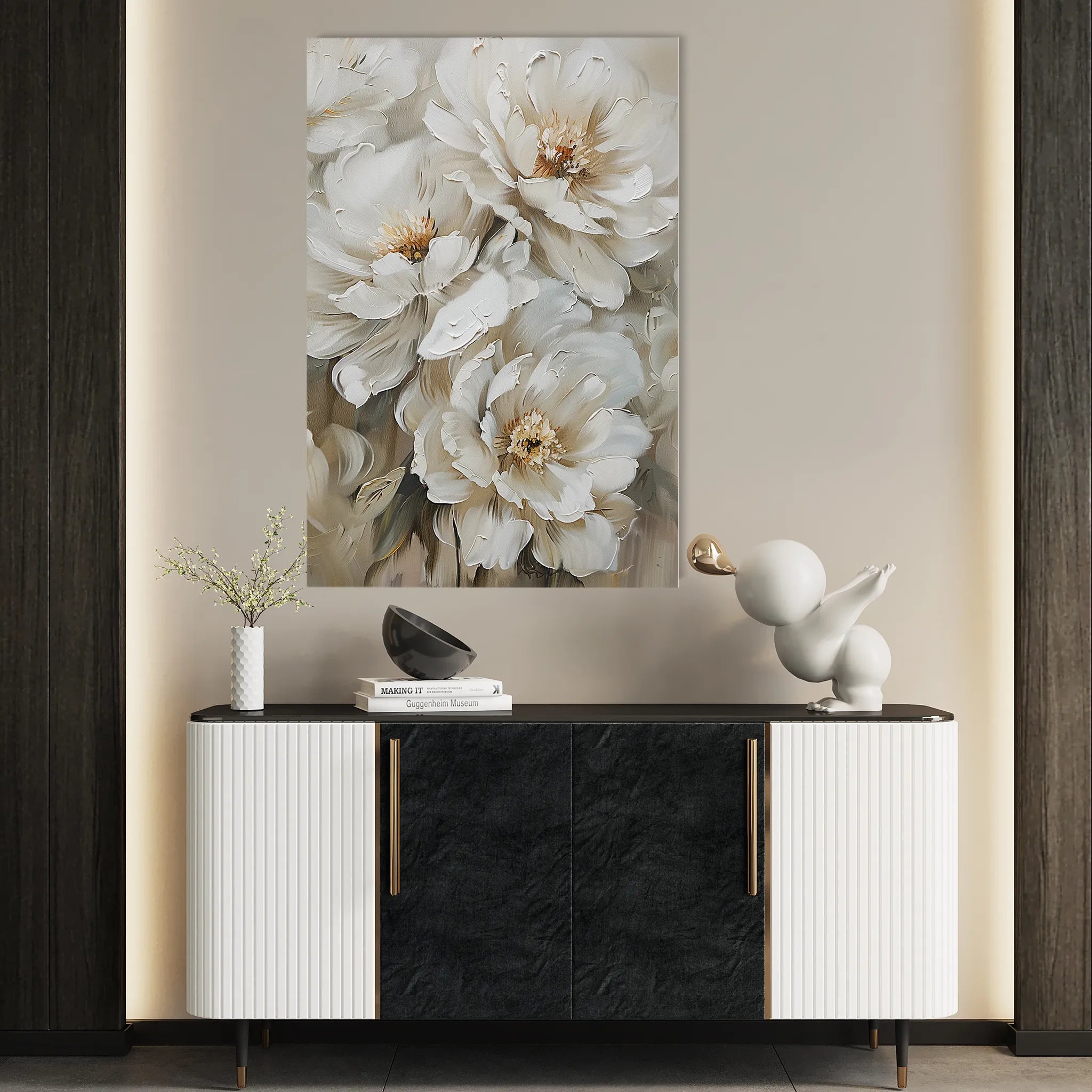Floral 941 Canvas Art 18" x 24" / 45 x 60 cm / Black