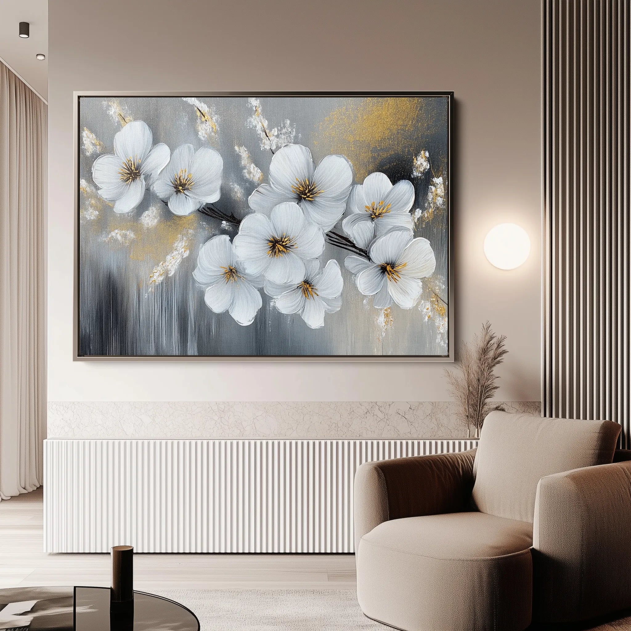 Floral 945 Canvas Art 18" x 24" / 45 x 60 cm / Black